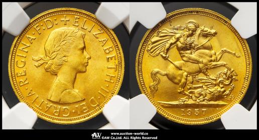 オークション NGC MS66 GREAT BRITAIN Elizabeth II エリザベス2世1952 2022 Sovereign