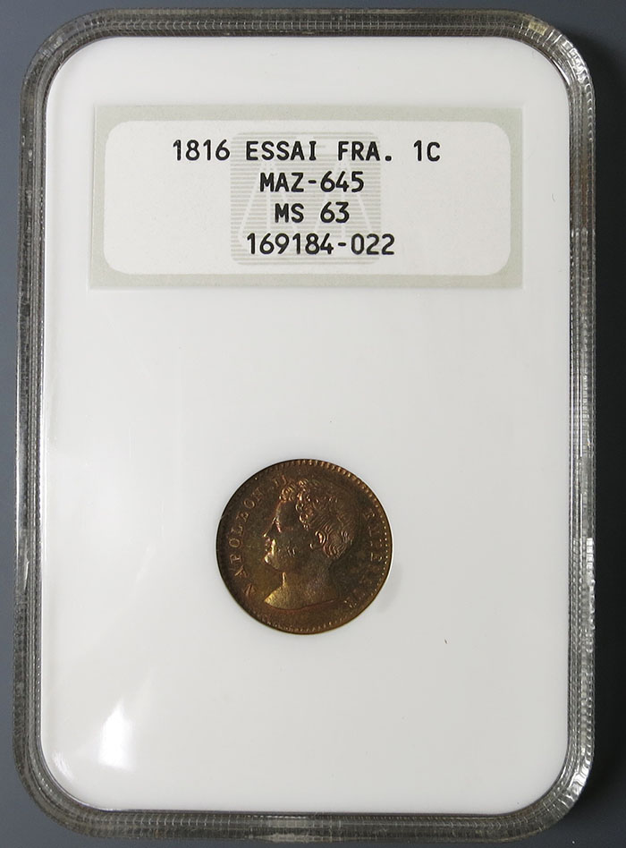 貨幣博物館 | ナポレオン2世 Essai 1Centime 1816