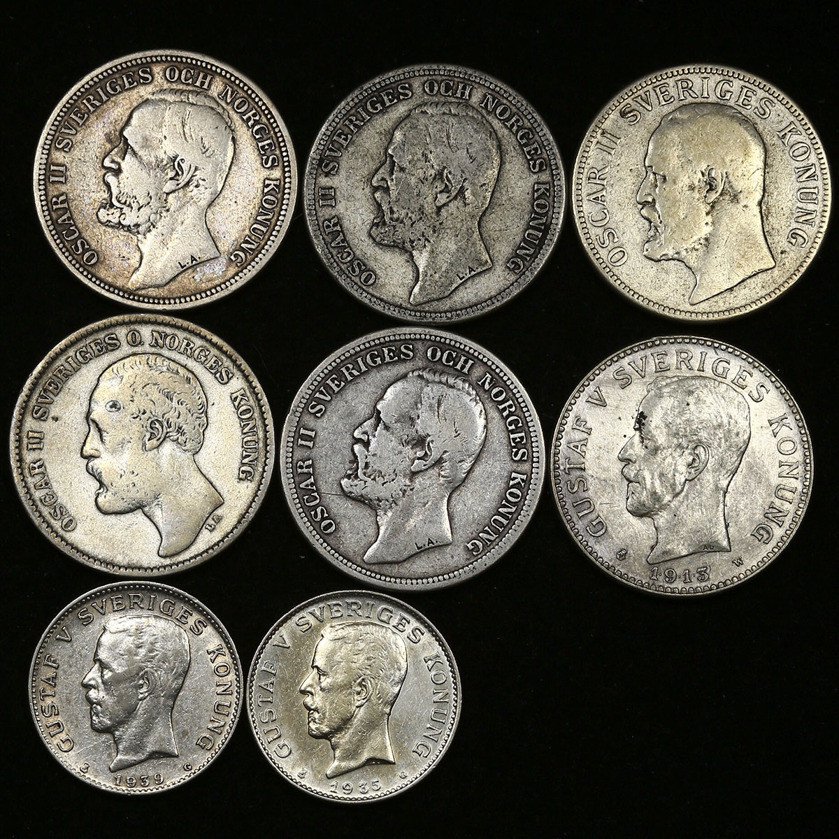 貨幣博物館 | SWEDEN スウェーデン マイナー銀貨8枚 F~VF