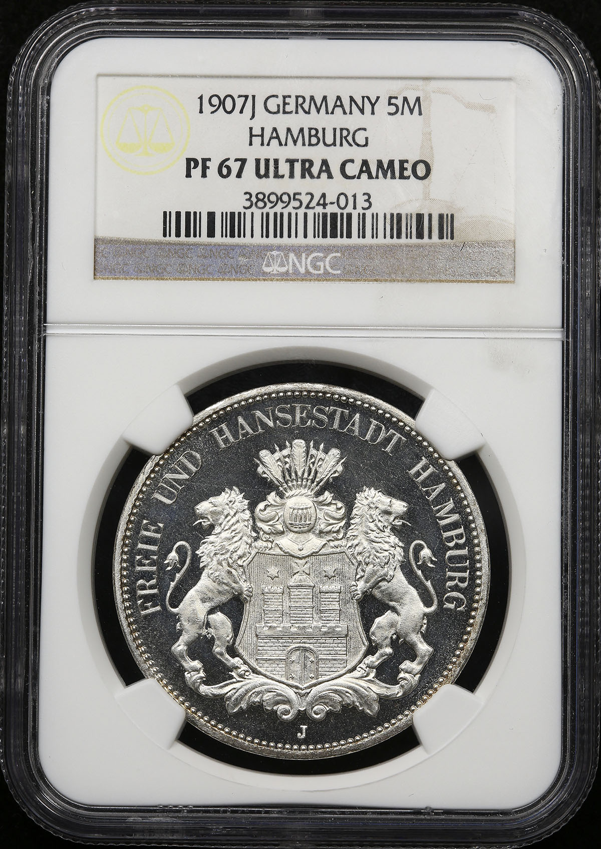 貨幣博物館 | GERMANY Hamburg ハンブルグ 5Mark 1907J Proof FDC