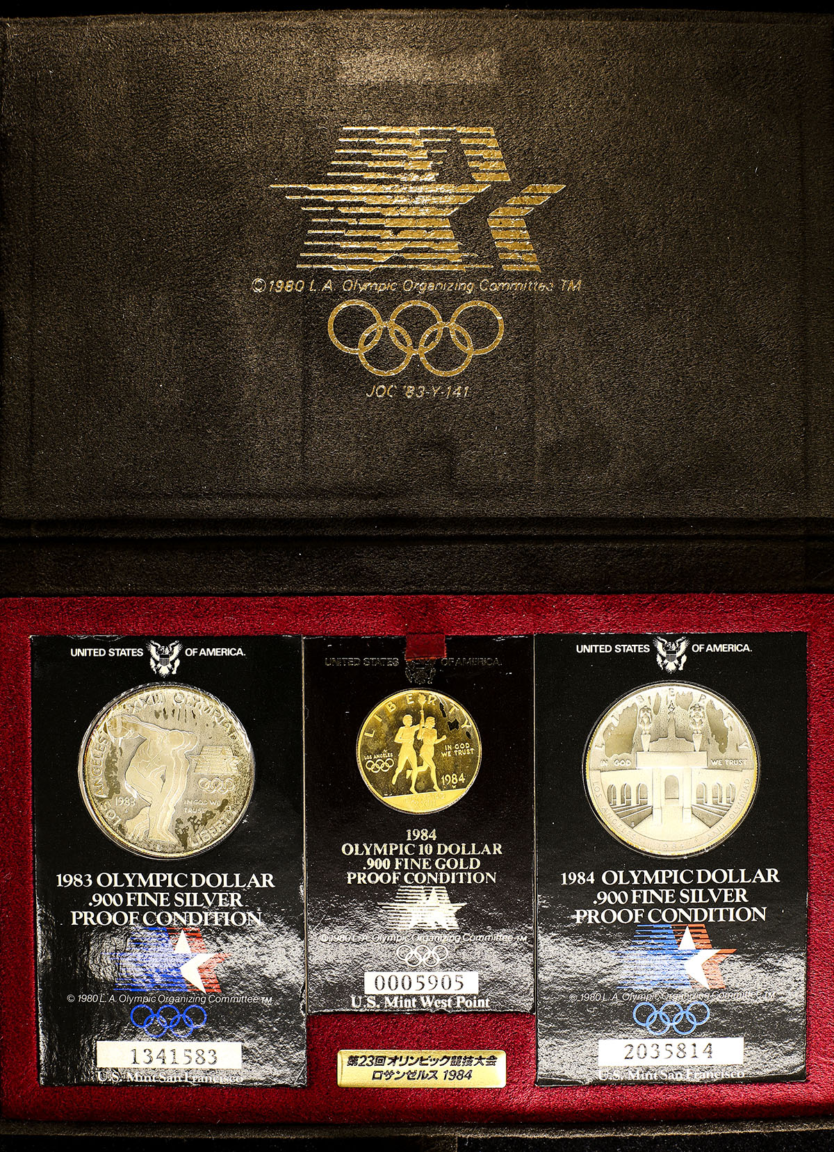 貨幣博物館 | USA アメリカ合衆国 1984 Olympic Proof Set 金貨,銀貨計3枚組 Proof