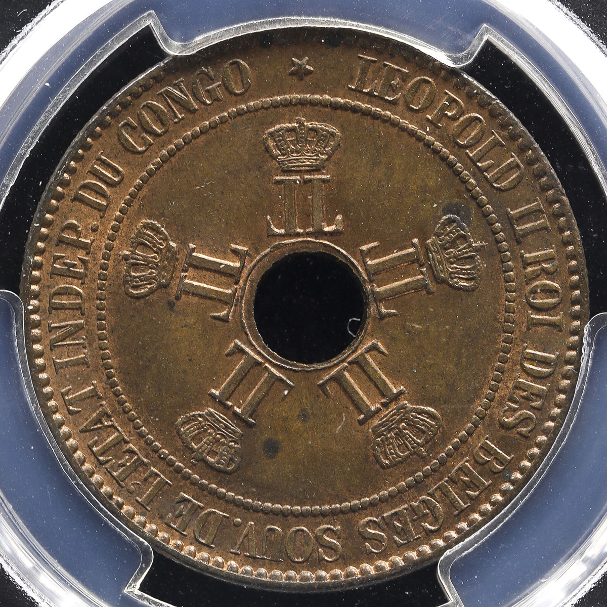 1888年ベルギー領コンゴ 1サンチーム銅貨と2サンチーム銅貨と銀貨 1888年ベルギー領コンゴ 1サンチーム銅貨と2サンチーム銅貨と銀貨