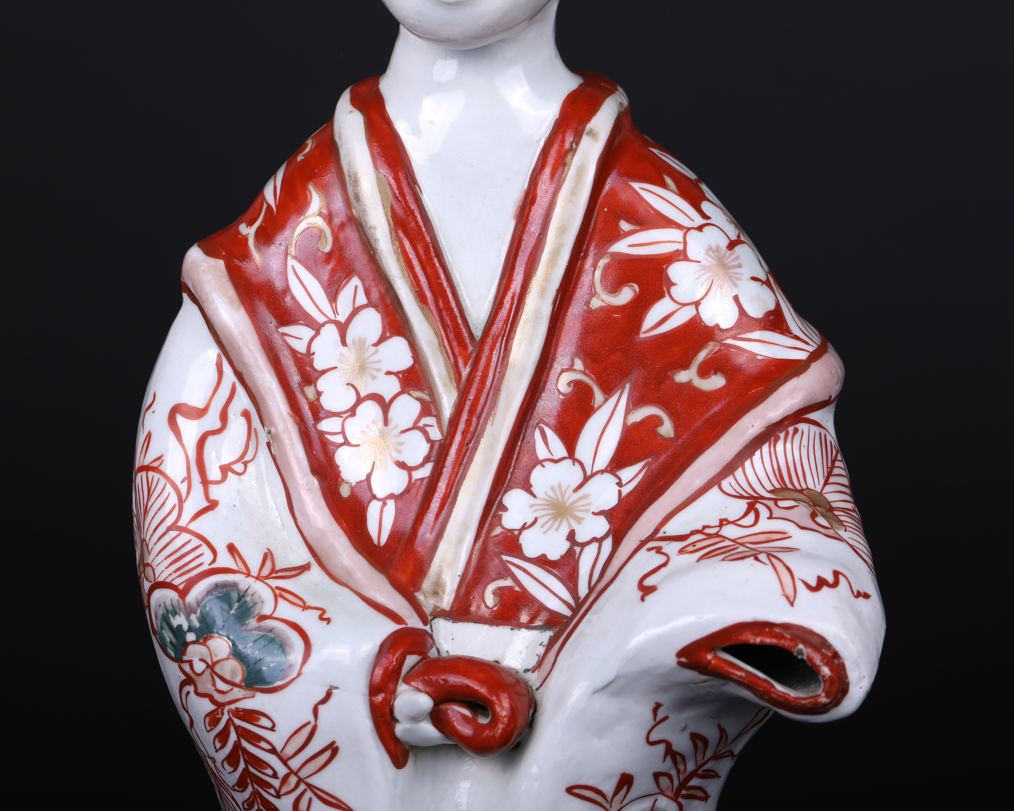 オークション,日本 古伊万里色絵草花図美人人形置物 江戸時代(18世紀末
