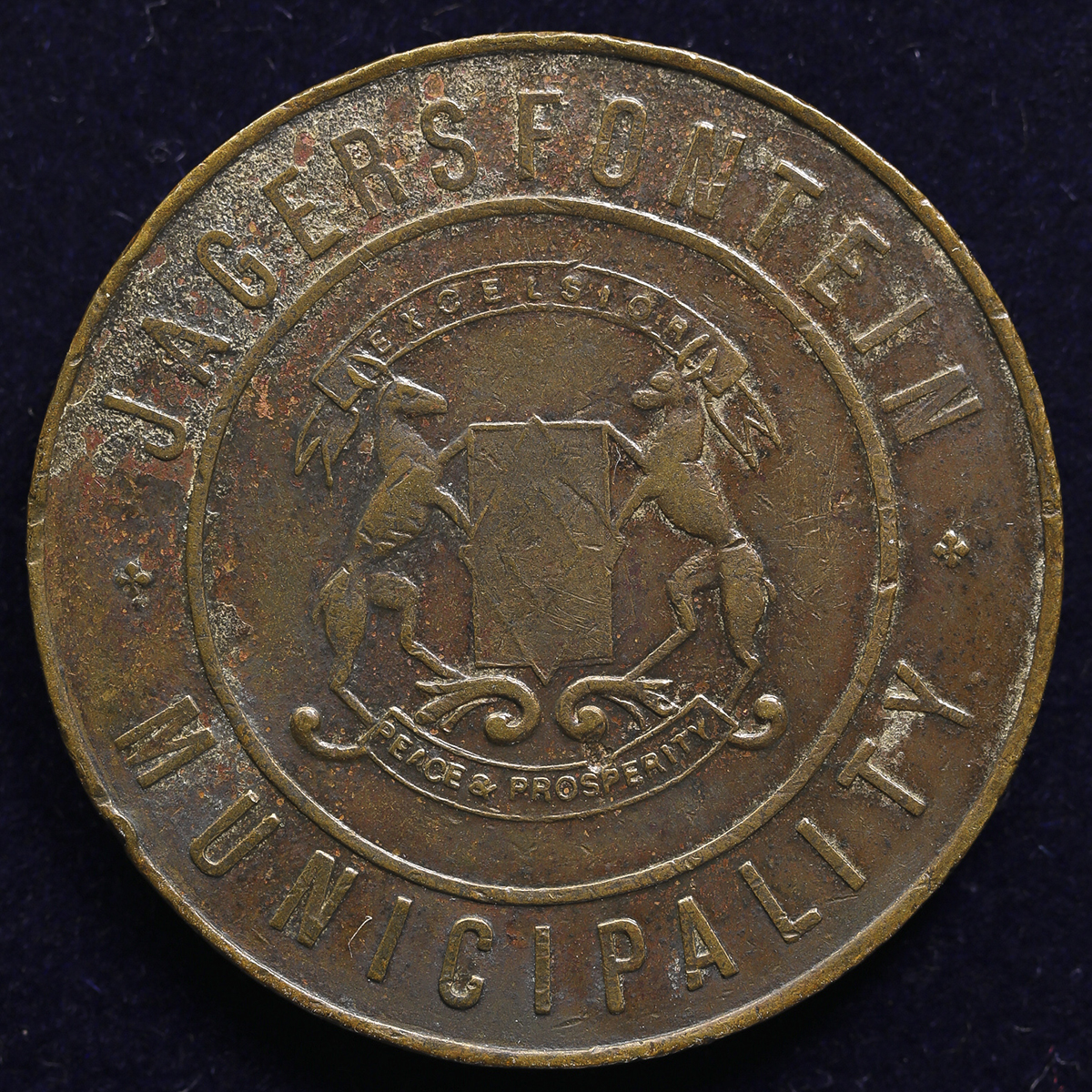 貨幣博物館 South Africa Orange Free State オレンジ共和国 3gallon Water Token 銅貨nd F