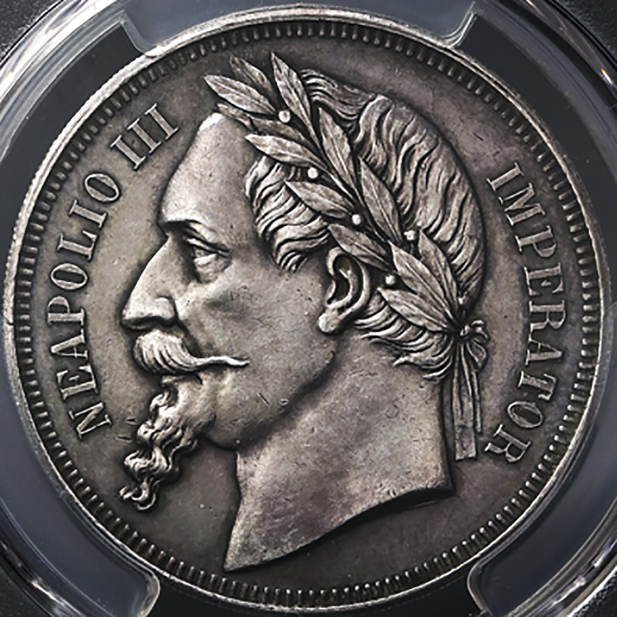 貨幣博物館 | FRANCE Napoleon III ナポレオン3世(1852~70) Pattern (5Francs) 1870  12時マウント跡あり? 見本打ち AU