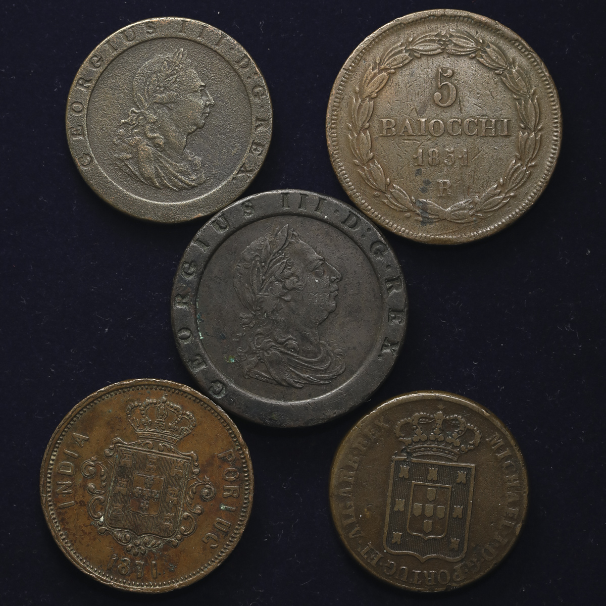 貨幣博物館 Lot Of World Coins 世界各国コイン イギリス 2 ローマ教皇領 ポルトガル領インド ポルトガル F Ef