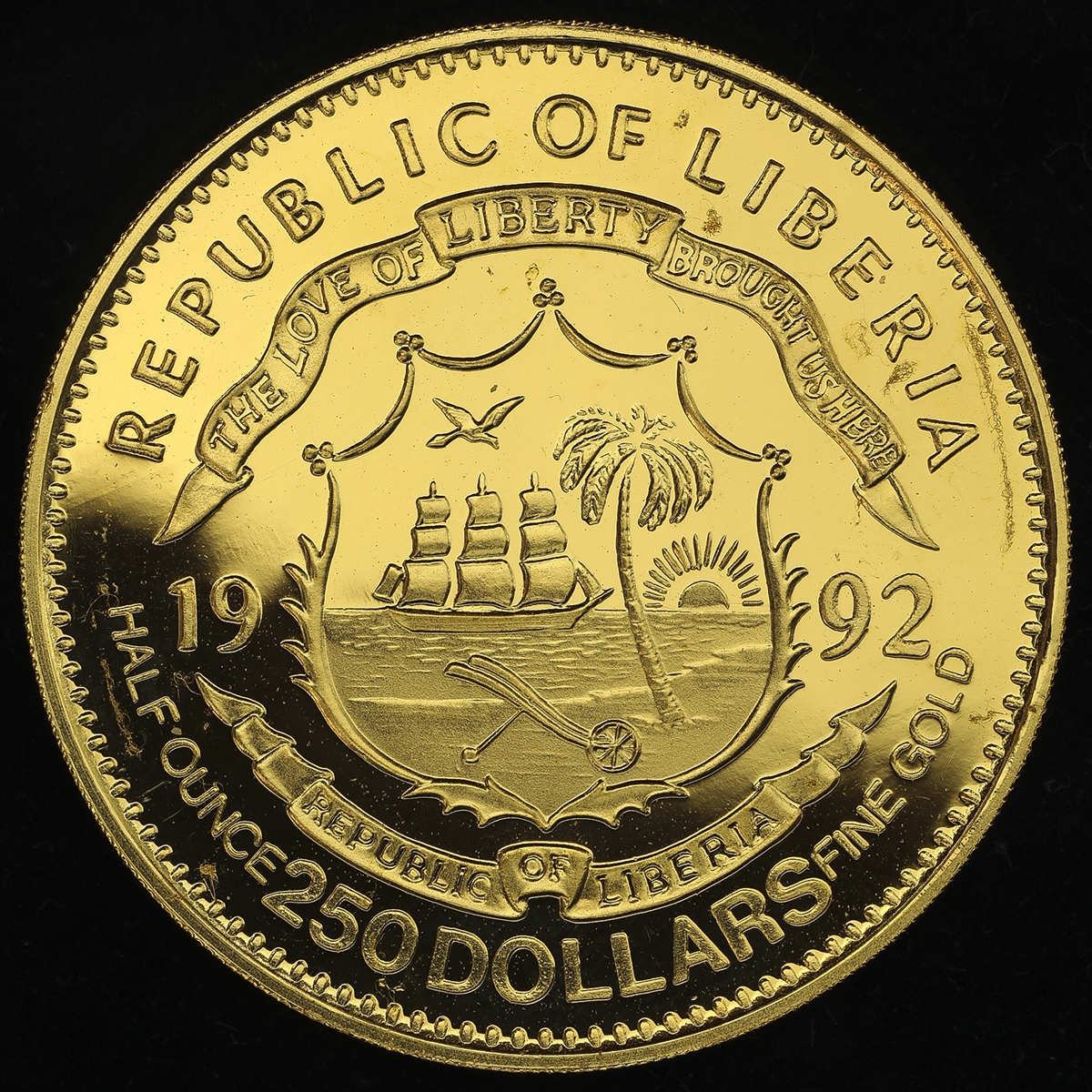 貨幣博物館 | LIBERIA リベリア 250Dollars 1992 Proof