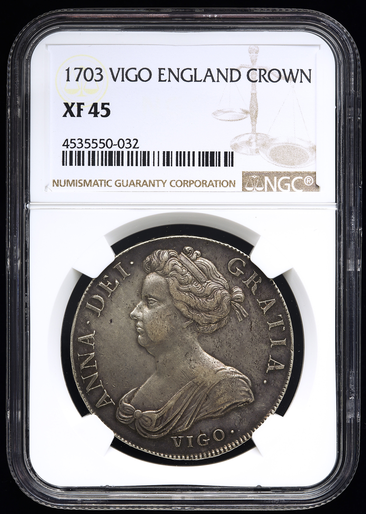 貨幣博物館 | GREAT BRITAIN Anne アン(1702~14) Crown 1703 VIGO VF~EF