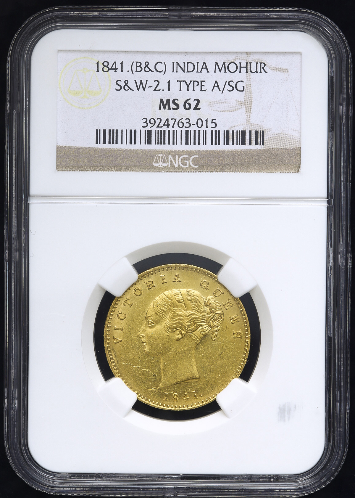 auction,NGC-MS62 INDIA British India イギリス領インド Mohur 1841（B&C） AU/UNC