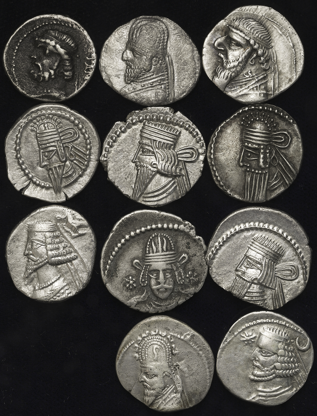 貨幣博物館 | Parthian Kingdom's lot パルティア王国 Lot of AR Drachm F~EF