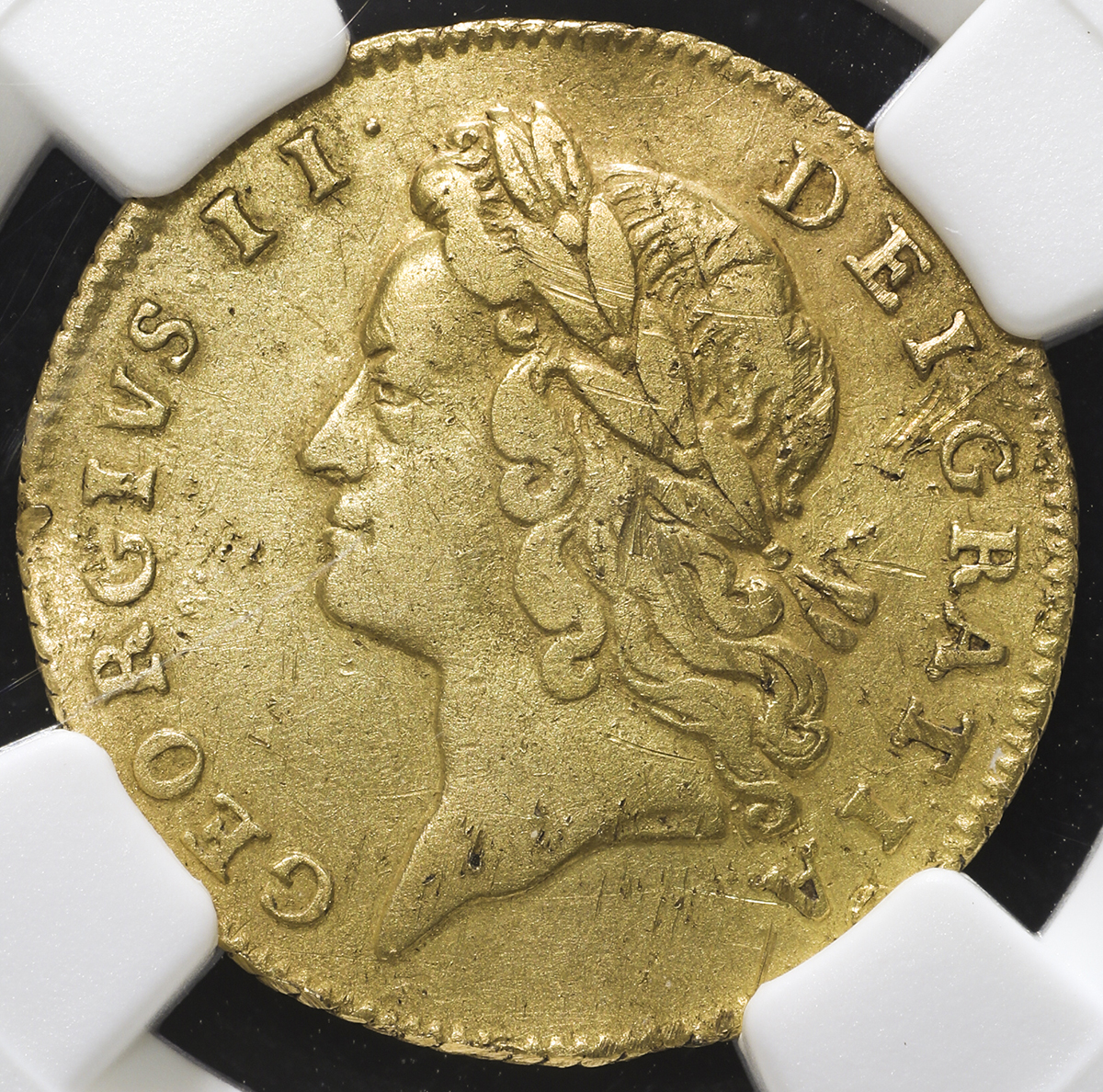 钱币博物馆 Great Britain George Ii ジョージ2世 1727 60 1 2guinea 1734 肖像面にスクラッチ F
