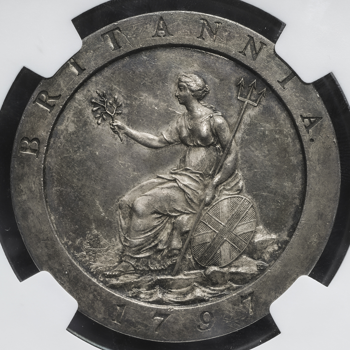 イギリス　2ペンス銅貨（車輪銭）ジョージ3世/ブリタニア（1797年） イギリス 1797年銘 2ペンス 大型銅貨 ジョージ3世 厚さ5mm超