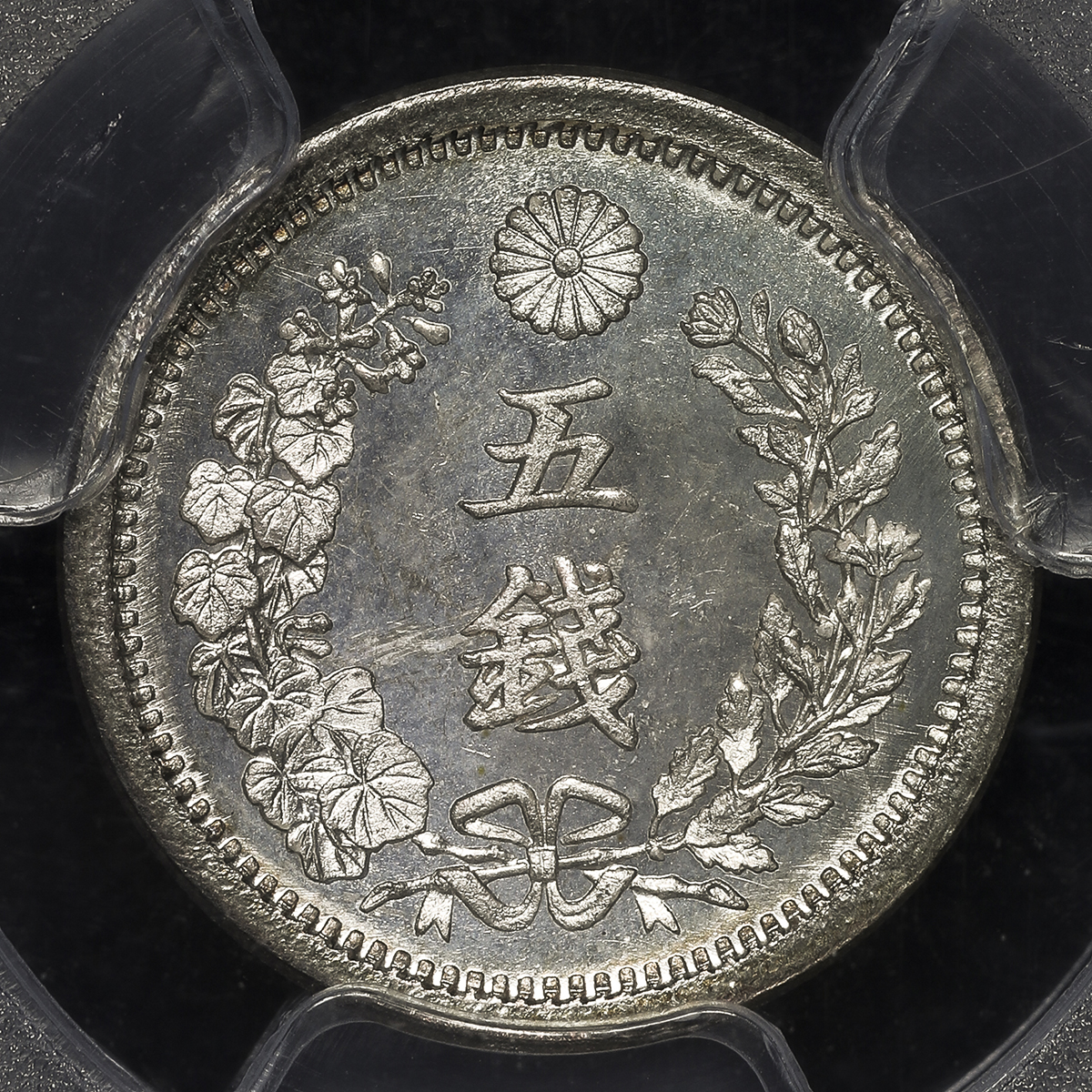 明治8年 竜5銭銀貨 PCGS MS67 1875年-