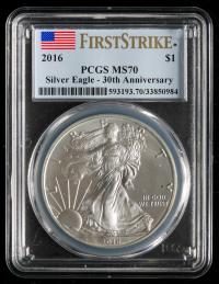 オークション,USA Dollar 2016 Silver Eagle 30周年記念 PCGS-MS70