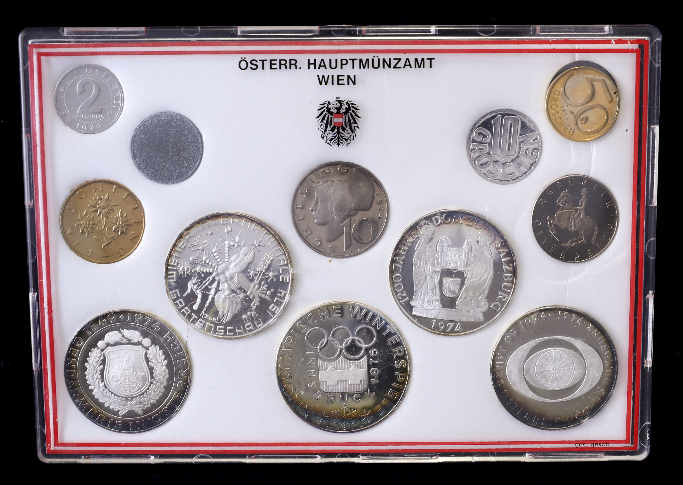 貨幣博物館 | AUSTRIA Republic オーストリア共和国Setセット 1974 インスブルックオリンピック記念コイン入