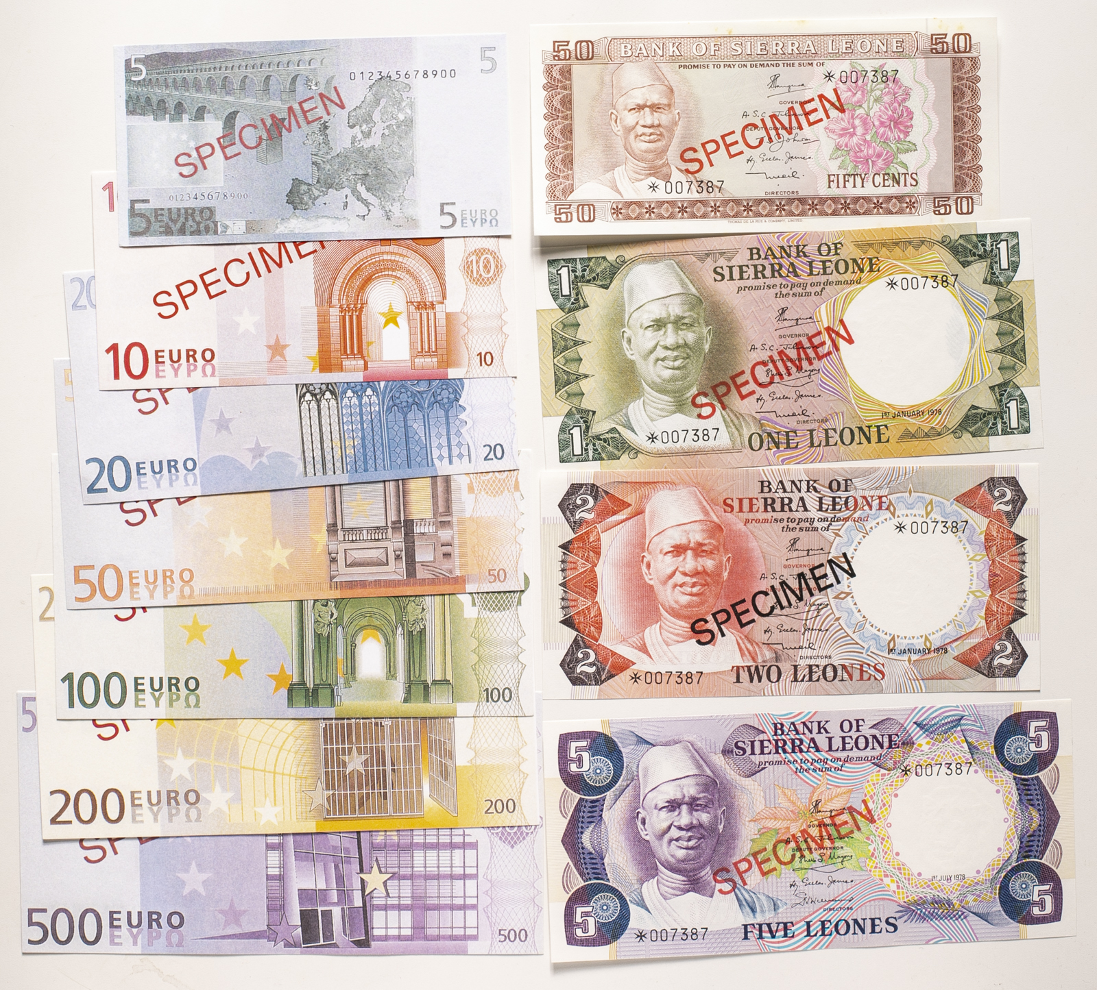 貨幣博物館 | Lot of World Banknotes 世界の紙幣 ドイツ ノトゲルト 布製革製4種 / 10Mark 1949 P-16s  Mixed condition状態混合