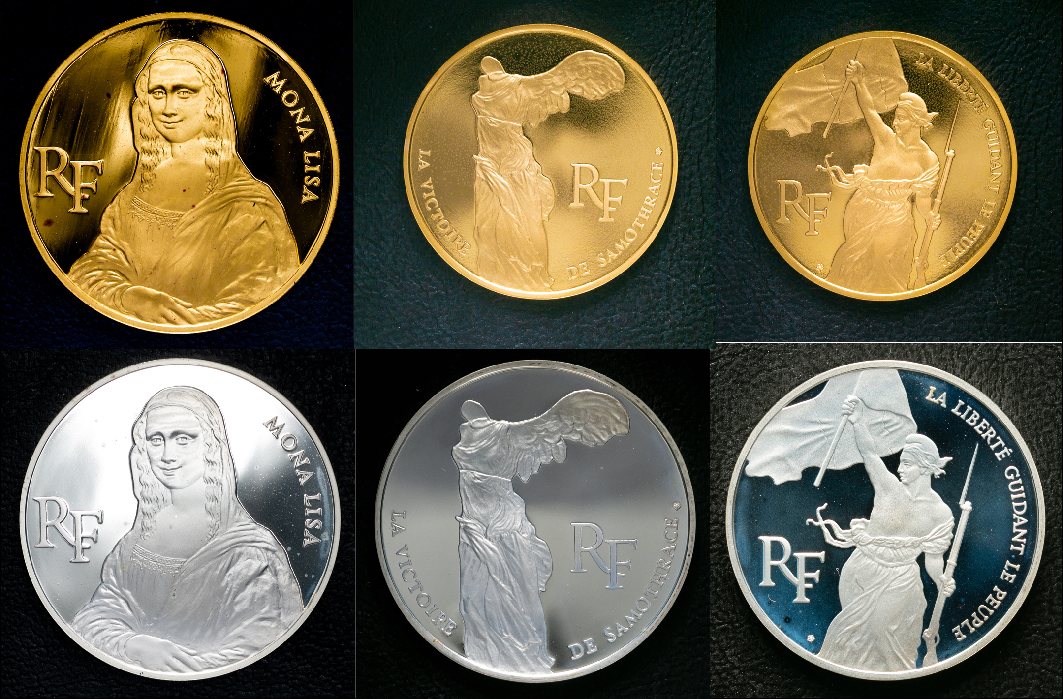 貨幣博物館 | FRANCEルーブル美術館Proof Set 1993 銀貨3枚と金貨3枚