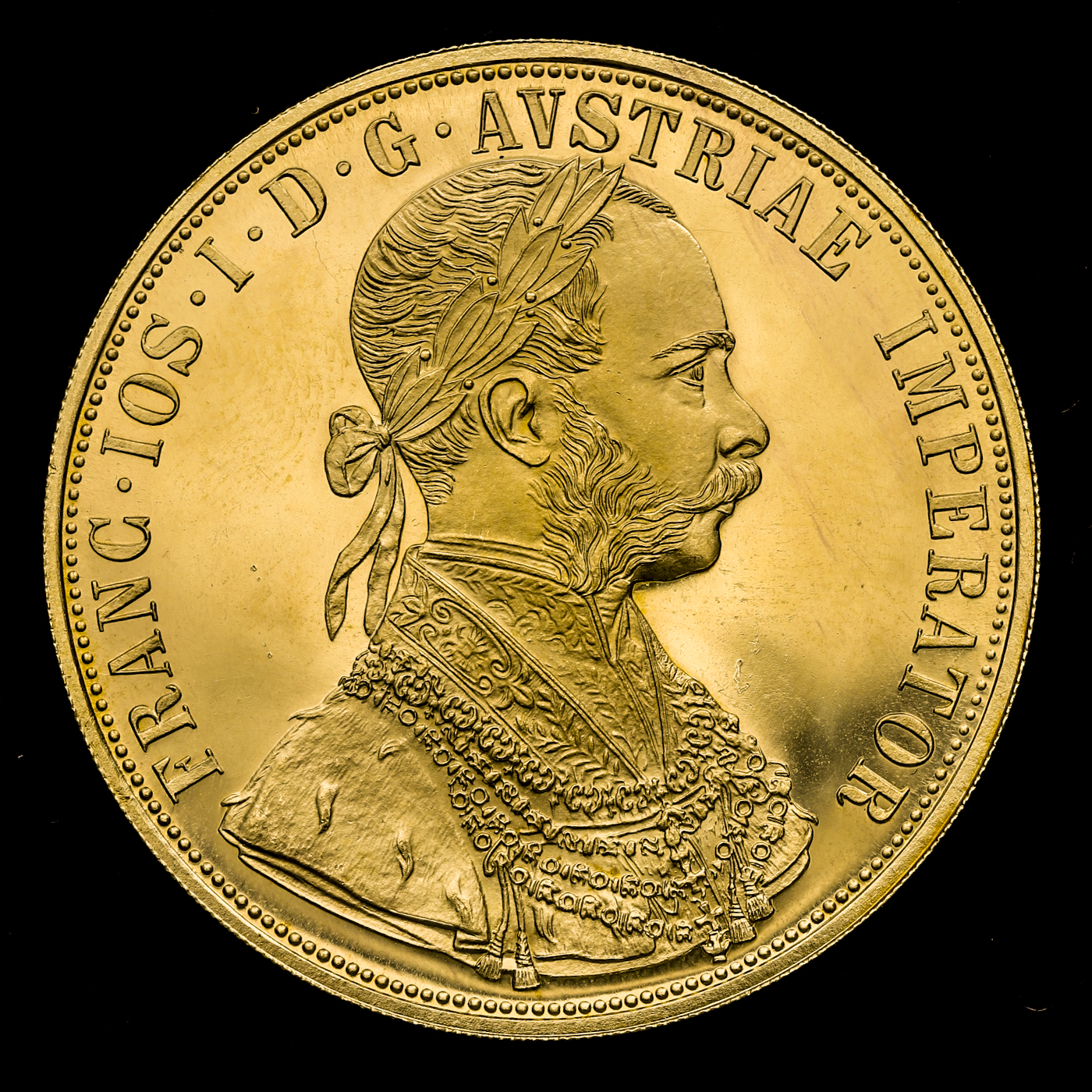 貨幣博物館 | AUSTRIA Franz Josef I フランツ・ヨーゼフ1世(1848~1916) Restrike 4Ducat 1915  Fr-488 KM-2276 リストライク金貨 (13.96g 98.6%)