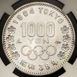 オークション,日本 東京オリンピック記念千円銀貨 Tokyo Olympic 1000Yen Silver 昭和39年（1964） NGC