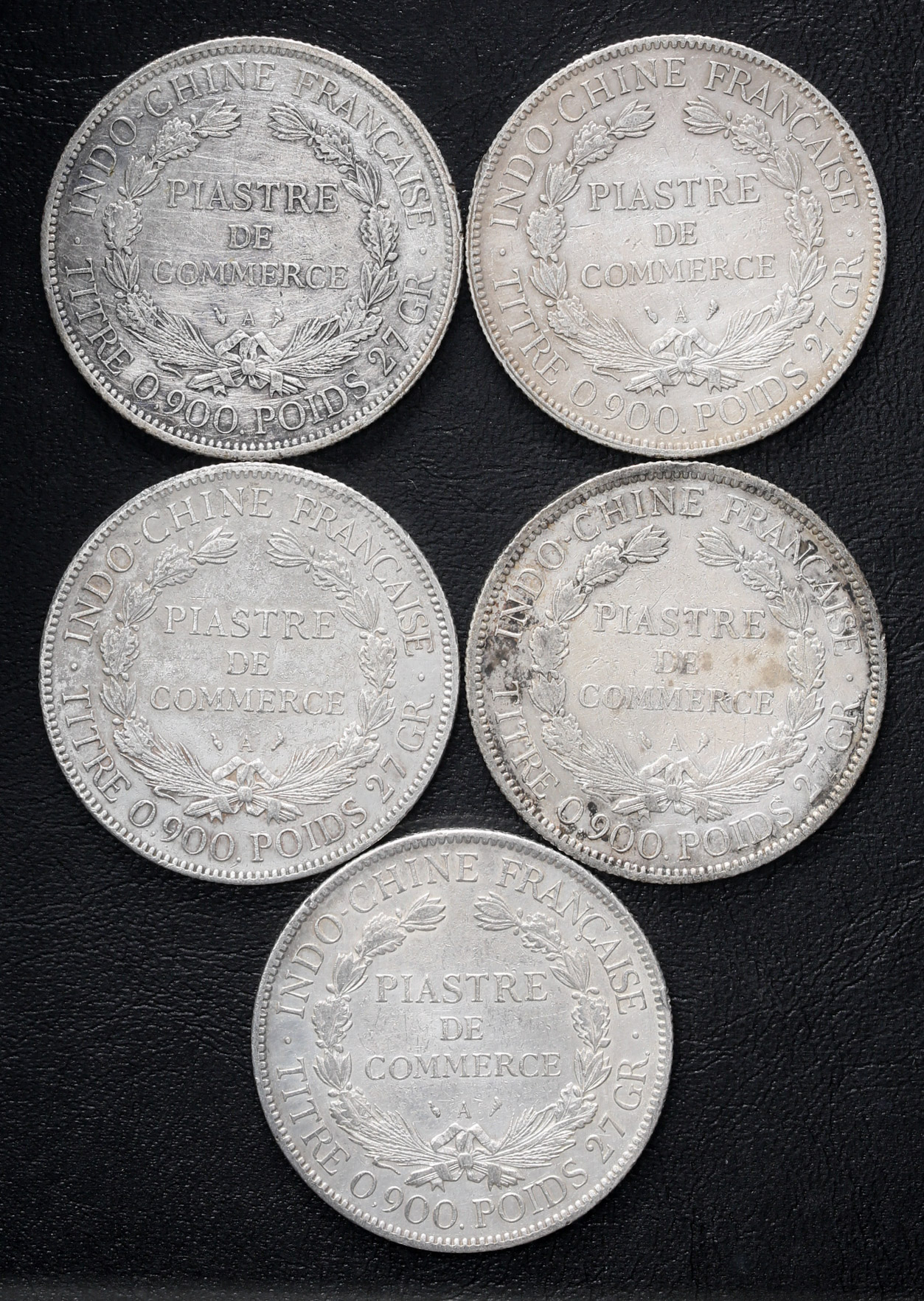 貨幣博物館 | REPUBLIQUE FRANCAISE フランス 貿易銀 1900 二枚 REPUBLIQUE FRANCAISE フランス 貿易銀  1908 一枚 REPUBLIQUE FRANCAISE フランス 貿易銀 1909 二枚 五枚セット