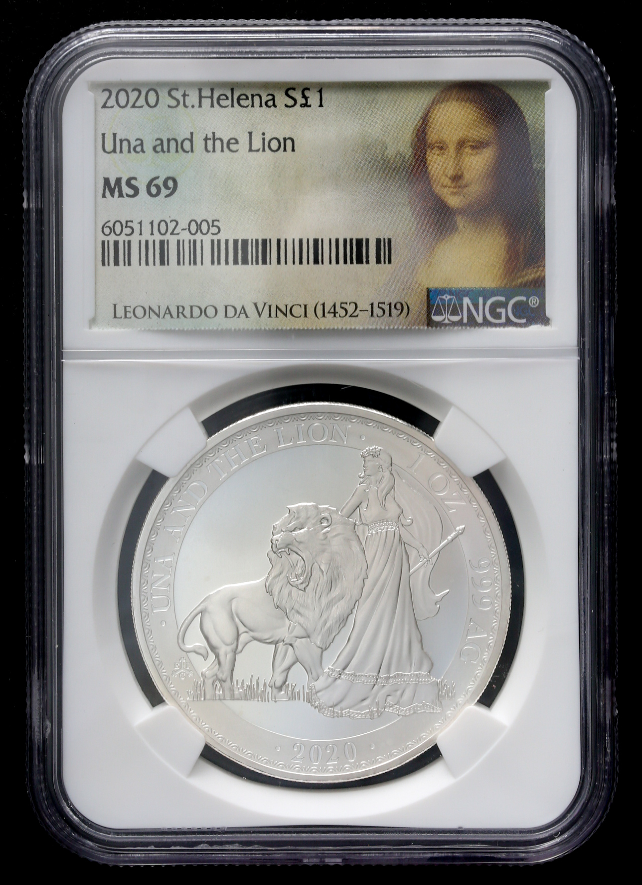 限时竞拍,SAINT HELENA セントヘレナ Pound 2020 Elizabeth II Una and The Lion エリザベス2世 ウナ とライオン 1オン NGC-MS69