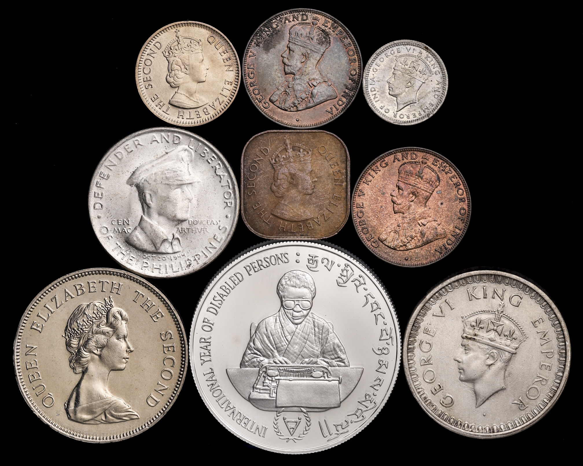 限时竞拍,Lot of Asian coins アジア各国のコイン約9枚