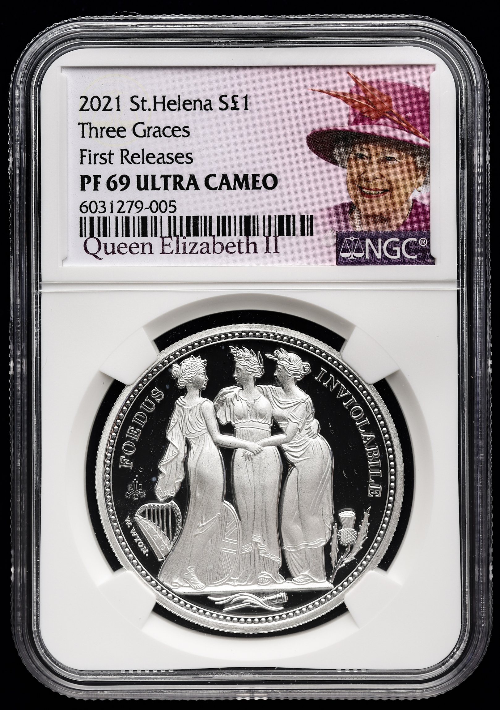 オークション,SAINT HELENA セントヘレナ Pound 2021 スリーグレイセス NGC-PF69 Ultra Cameo