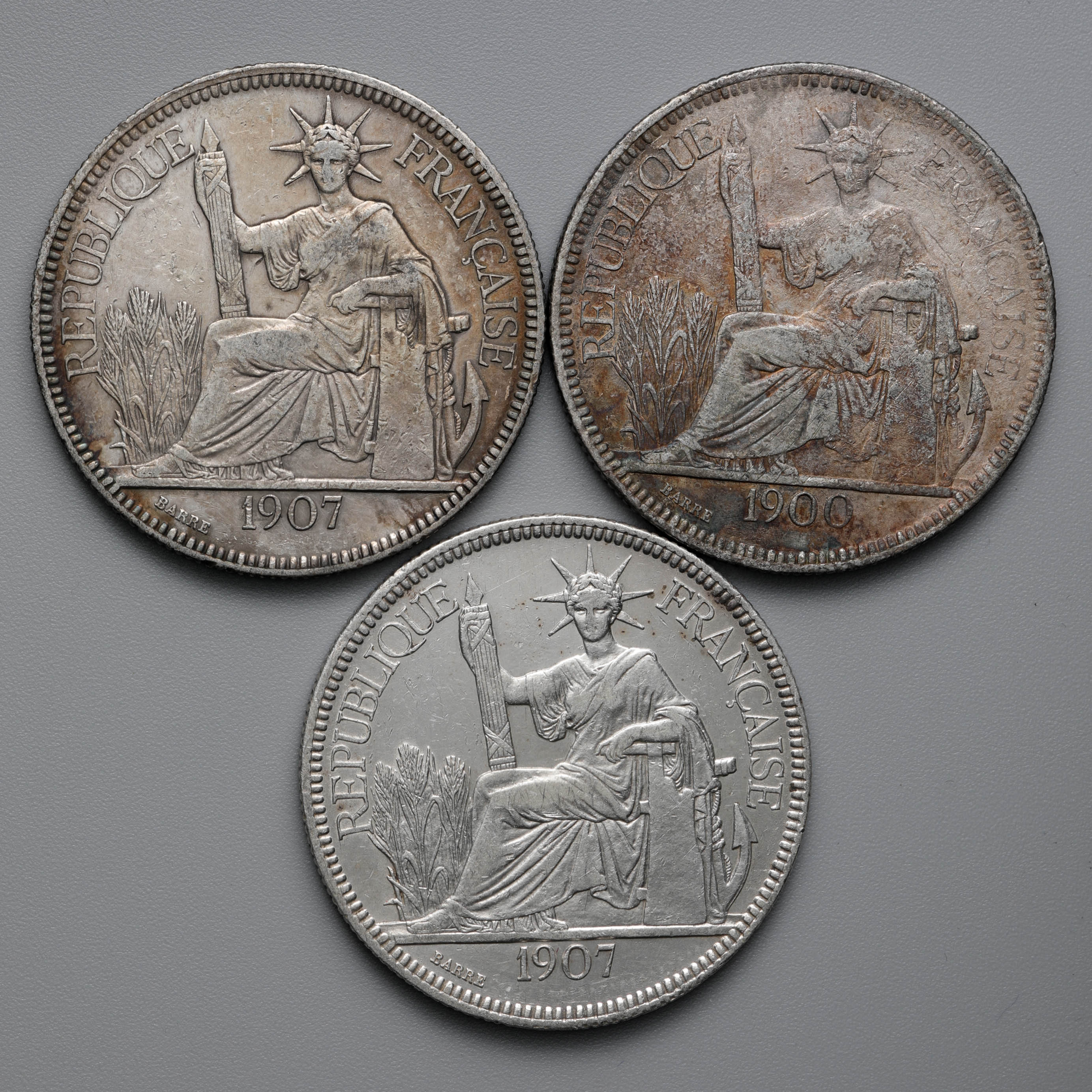 フランス領インドシナ ピアストル銀貨 1900年、1909年-