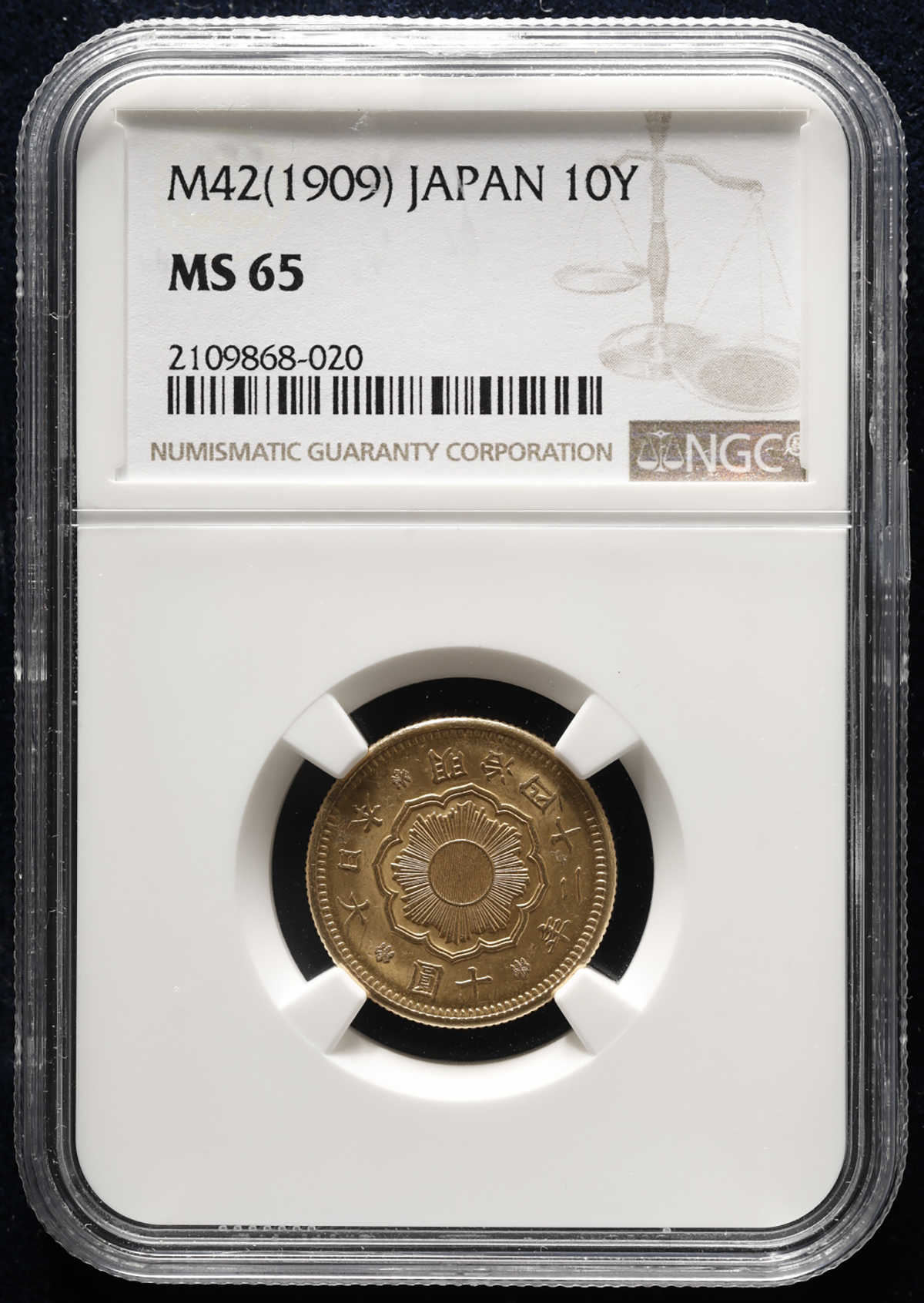 貨幣博物館 | 日本 新十圓金貨 New type 10Yen 明治42年（1909） UNC~FDC