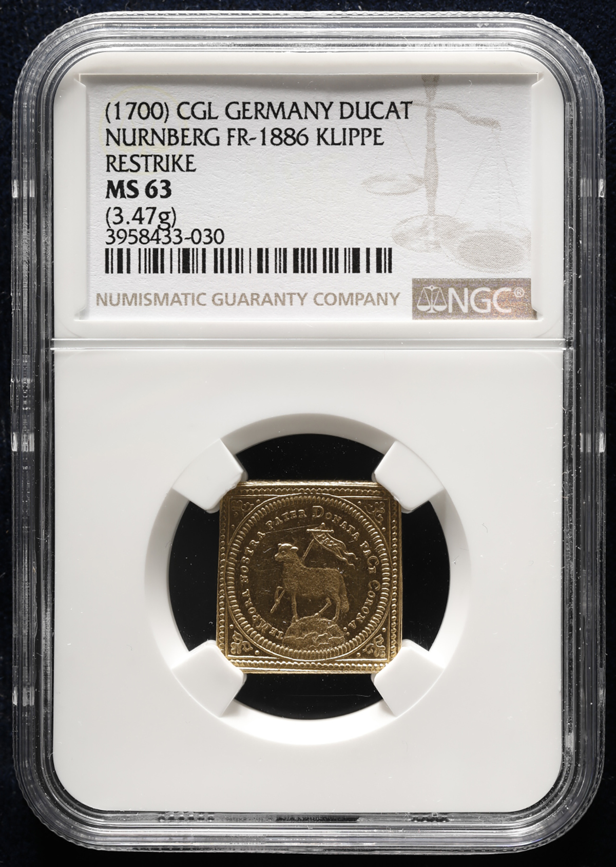 貨幣博物館 | GERMANY Nurnberg ニュルンベルク Klippe Ducat ND（1700