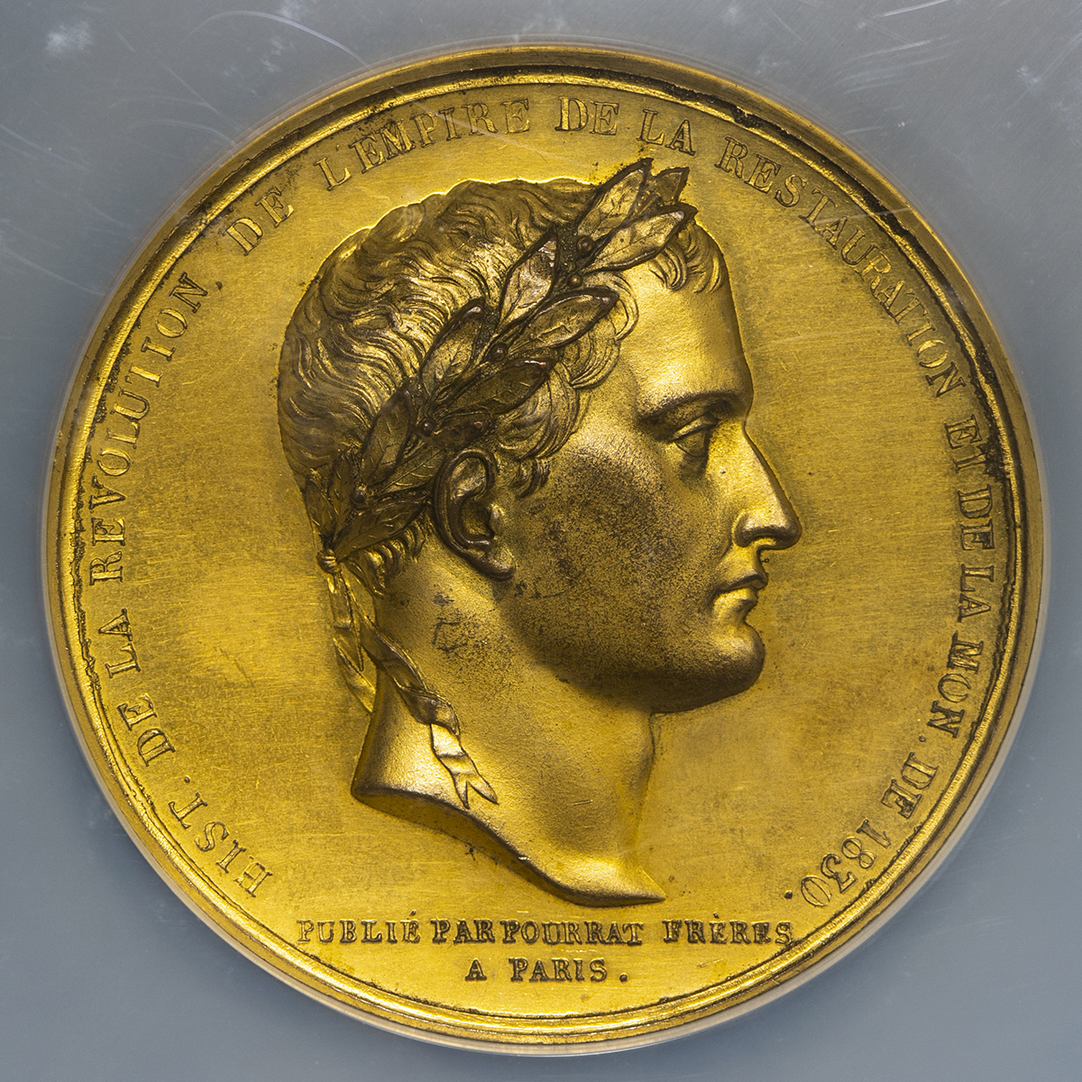 auction,NGC-MS63FRANCE Napoleon I ナポレオン1世（1802~15） Gilt Bronze Medal  1830-Dated UNC