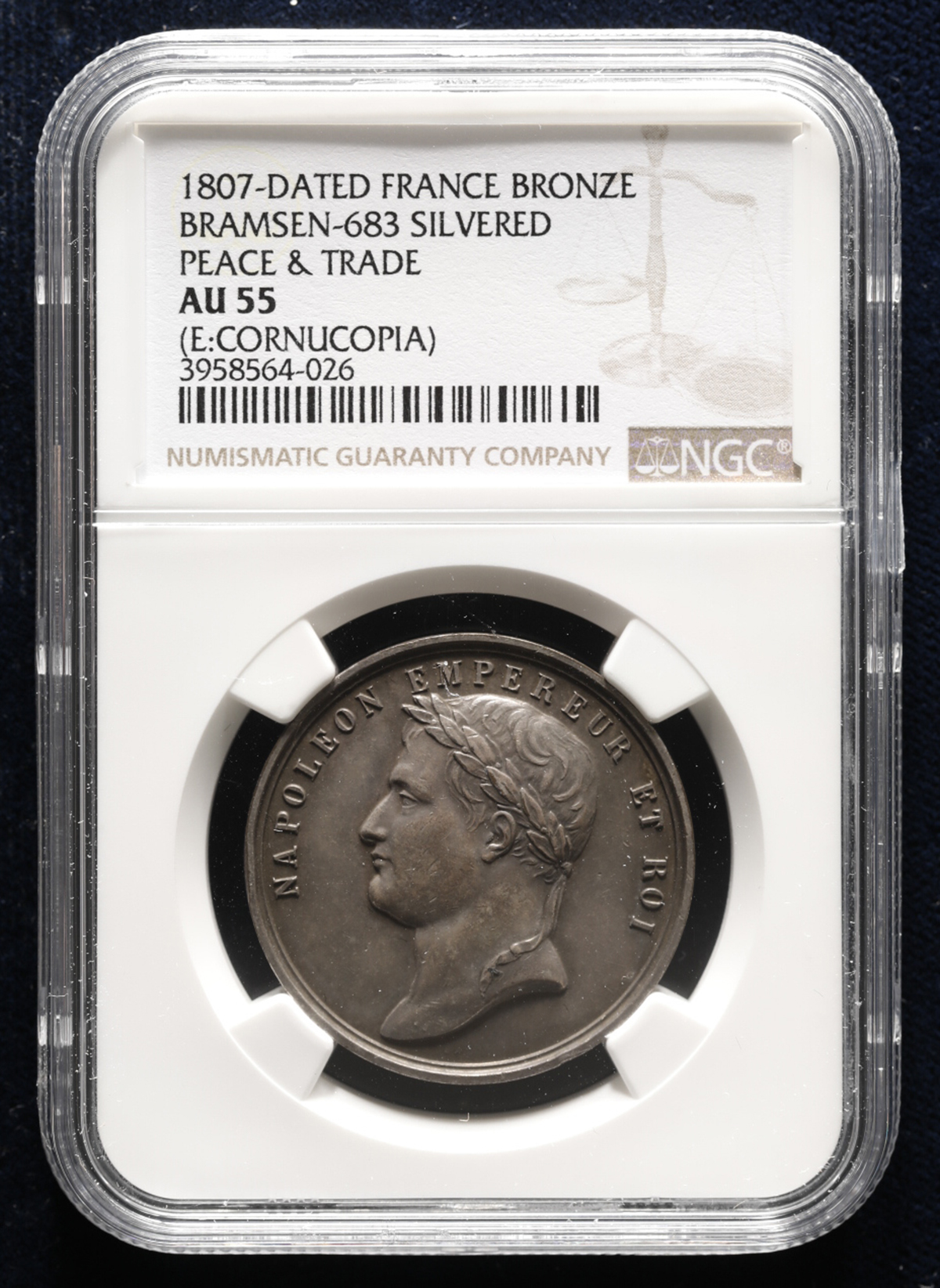 ☆1807 フランス SILVERED BRONZE MEDAL ナポレオン1世 NGC AU 55-