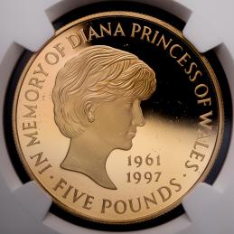 GREAT BRITAIN Elizabeth II エリザベス2世（1952~） 5Pounds in Gold 1999  NGC-PF64Ultra Cameo
