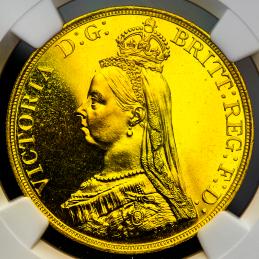 GREAT BRITAIN Victoria ヴィクトリア（1837~1901） 5Pounds 1887 NGC-MS66PL プルーフライク-FDC