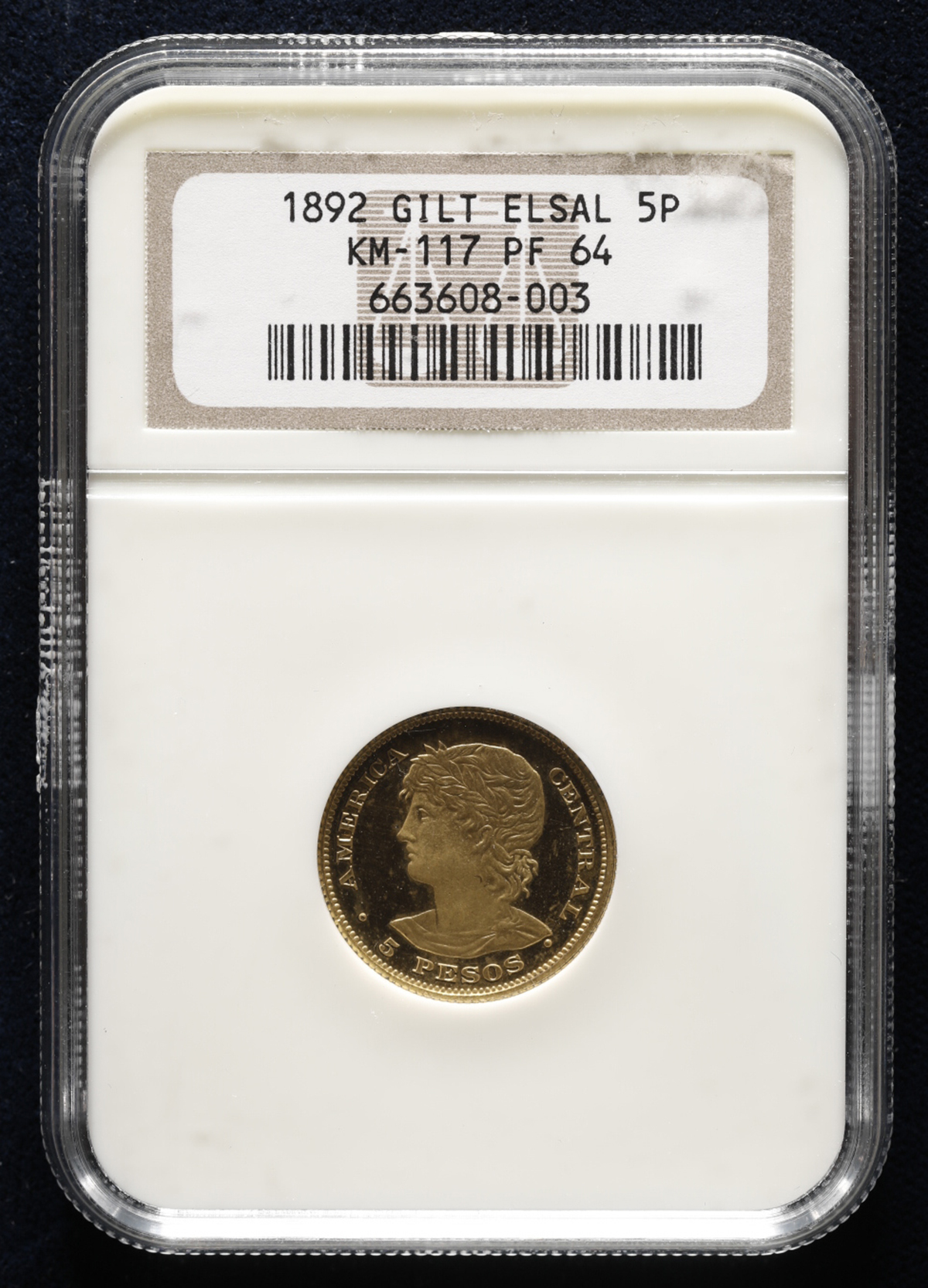 貨幣博物館 | EL SALVADOR エルサルバドル Gilt Pattern 5Pesos in