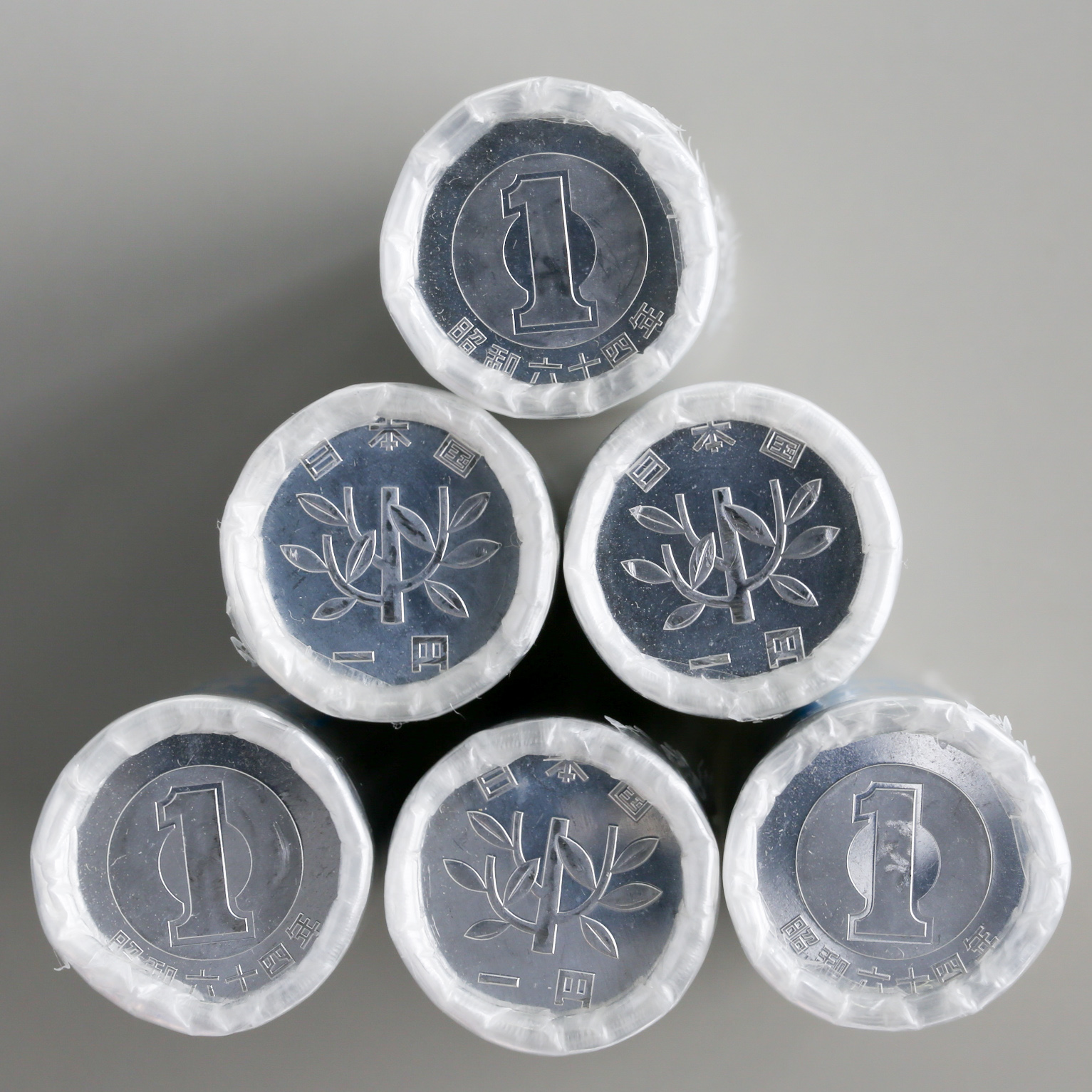 貨幣博物館 | 日本 一円アルミ貨 1Yen（Aluminum） 銀行ロール昭和64年（1989）Bank Roll of 50pcs×6 計300枚  UNC