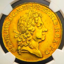 GREAT BRITAIN George I ジョージ1世（1714~27） 5Guineas 1726 NGC-AU55