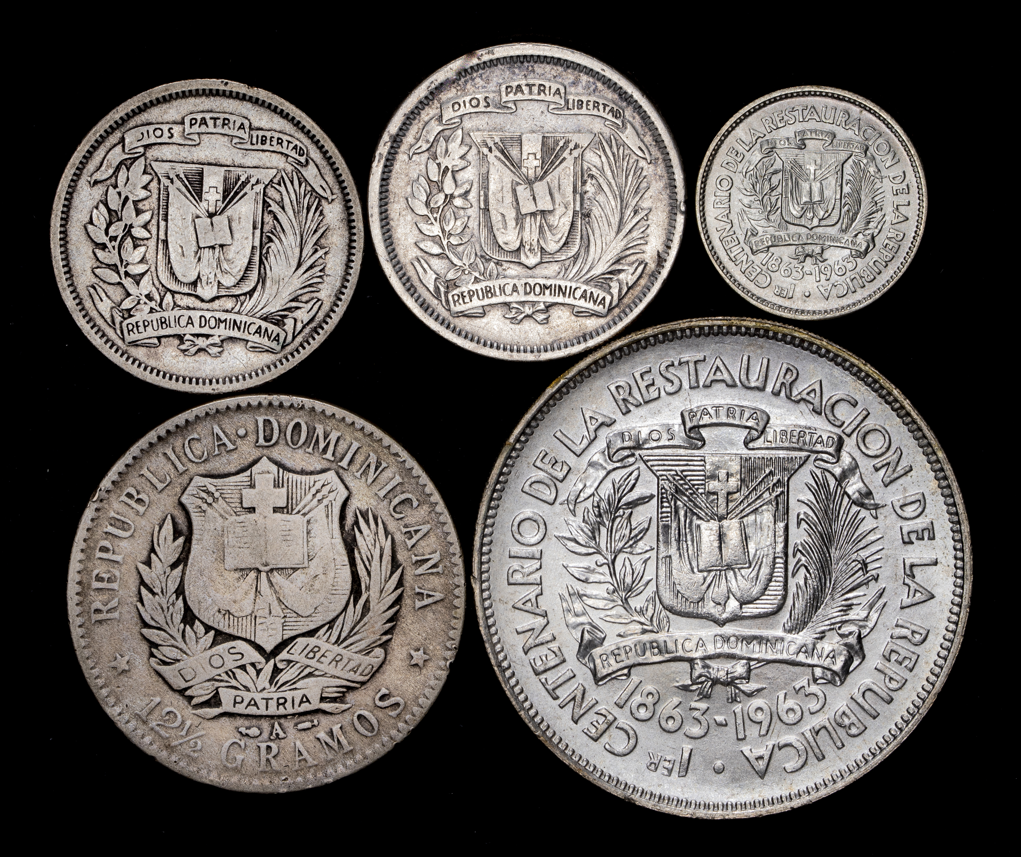 貨幣博物館 | DOMINICAN Rep ドミニカ共和国 銀貨5枚 返品不可 Sold as