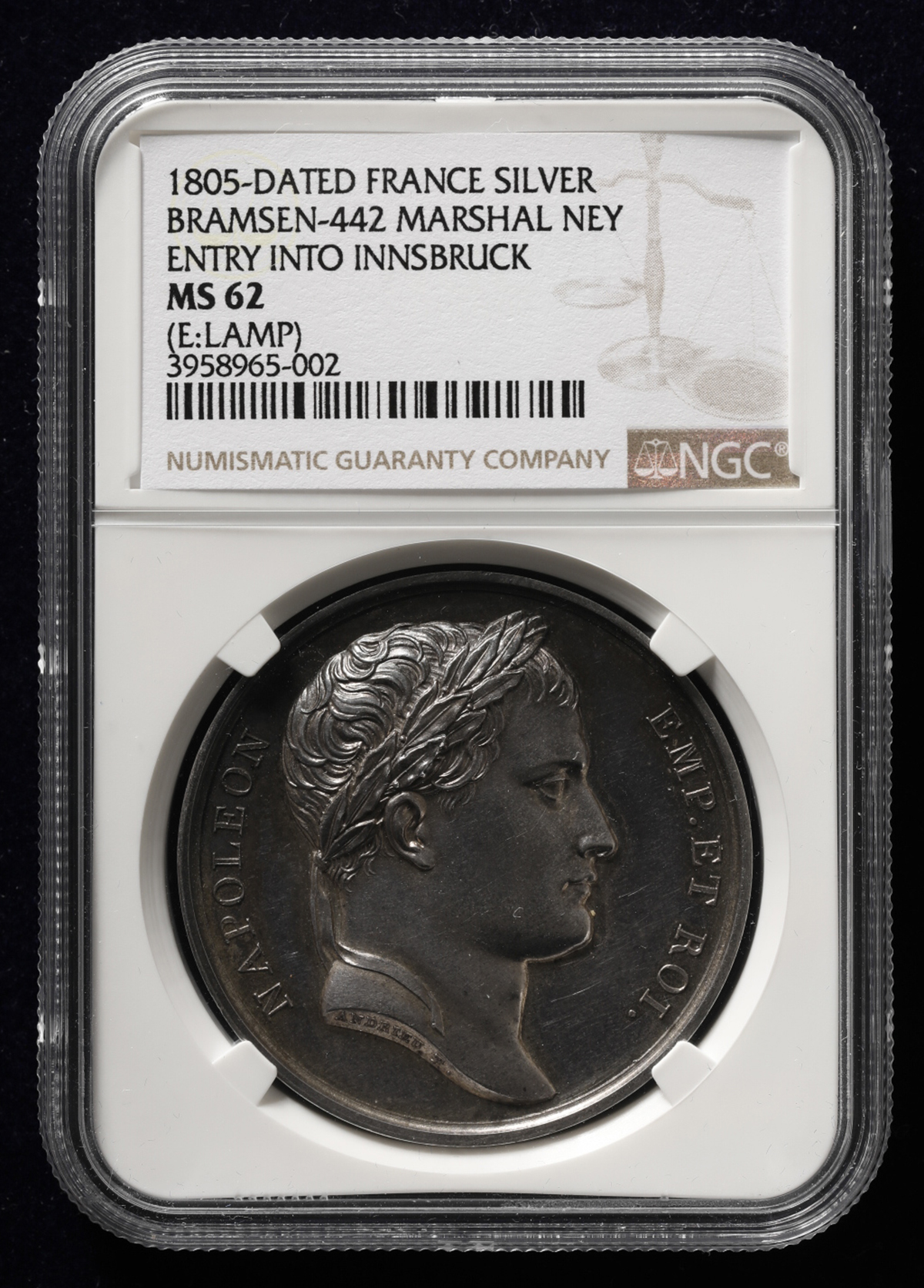 ☆1840 フランス SILVER MEDAL ナポレオン1世 NGC MS 62