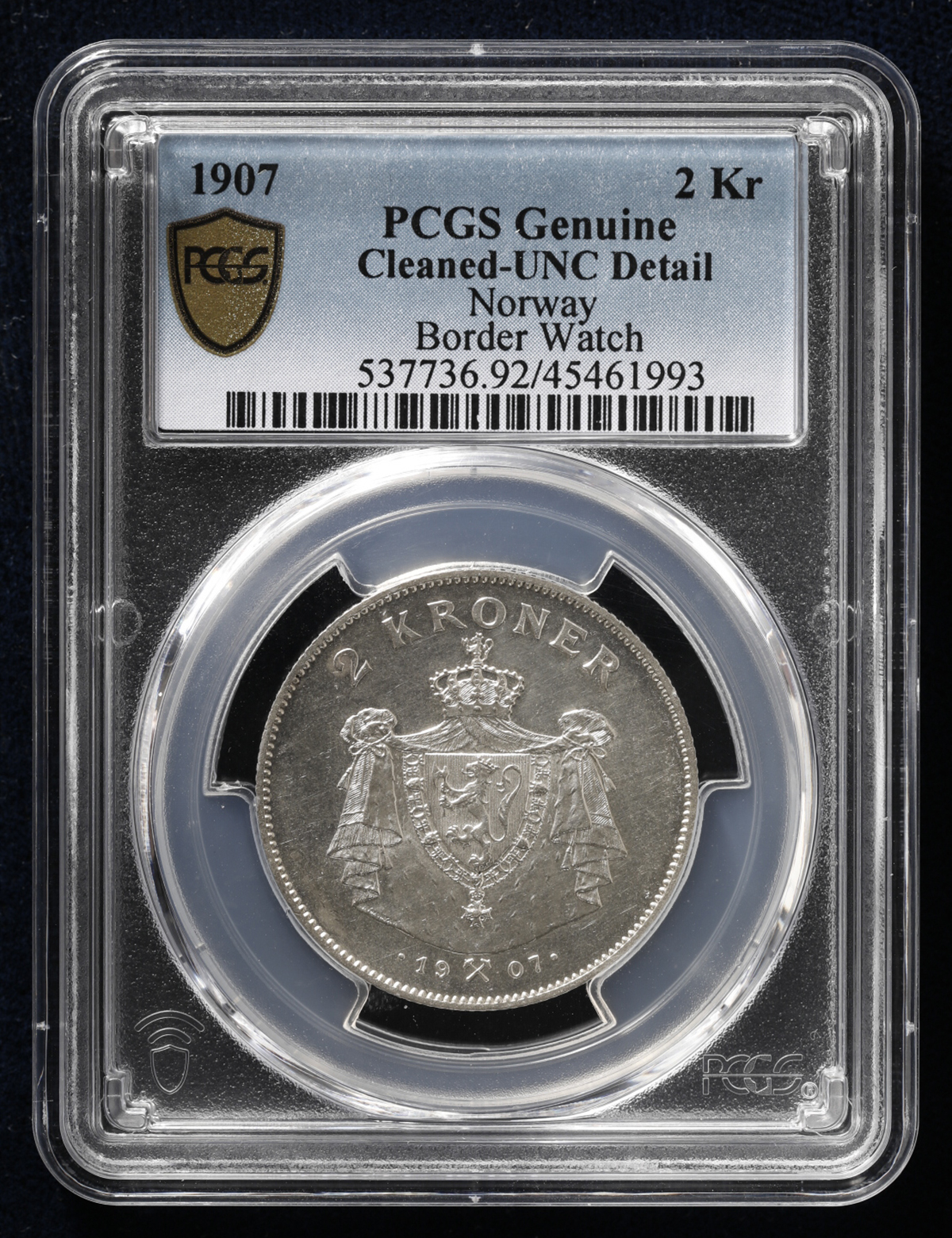 貨幣博物館 | NORWAY ノルウェー 2Kroner 1907 洗浄 UNC