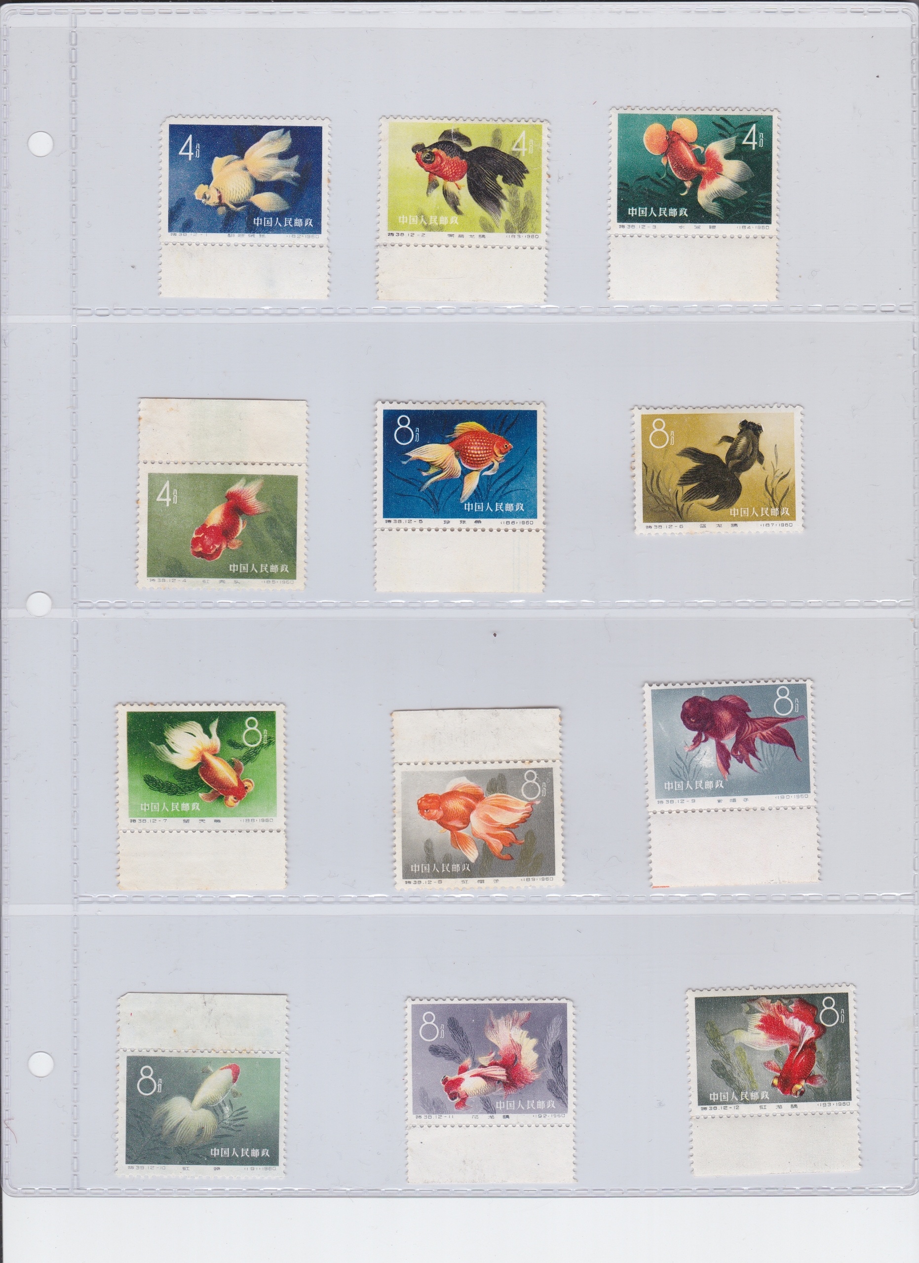 中国切手 特38 金魚シリーズ 11種 未使用 - 切手、はがき