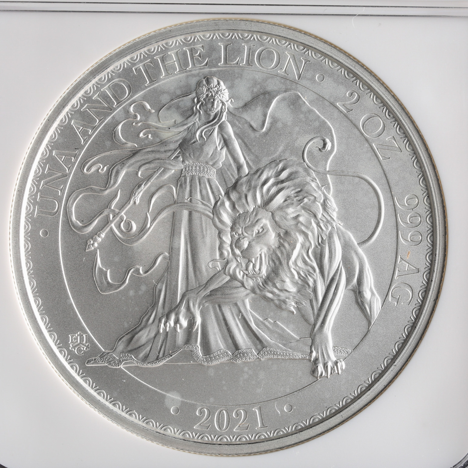 auction,SAINT HELENA セントヘレナ 2Pounds in Silver 2021 ウナとライオン 2oz銀貨 NGC-MS70