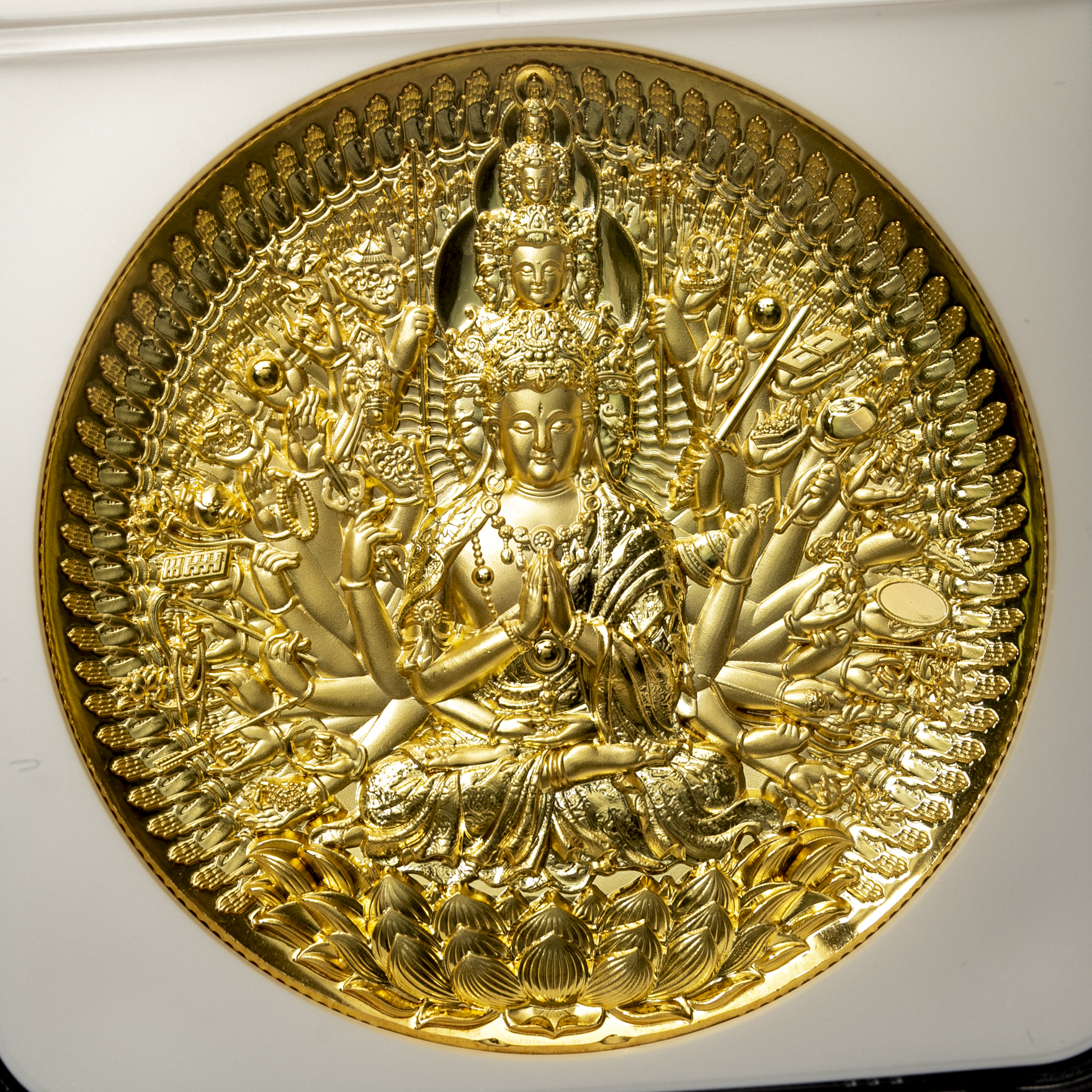 NGC-PF70 Ultra Cameo】仏教像 金張り銅メダル 中国-