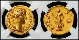 Roma Empire ローマ帝国 AV Aureus Hadrianus ハドリアヌス AD117~138  NGC-Ch.VF“Strike5/5 Surface4/5 Fine Style”