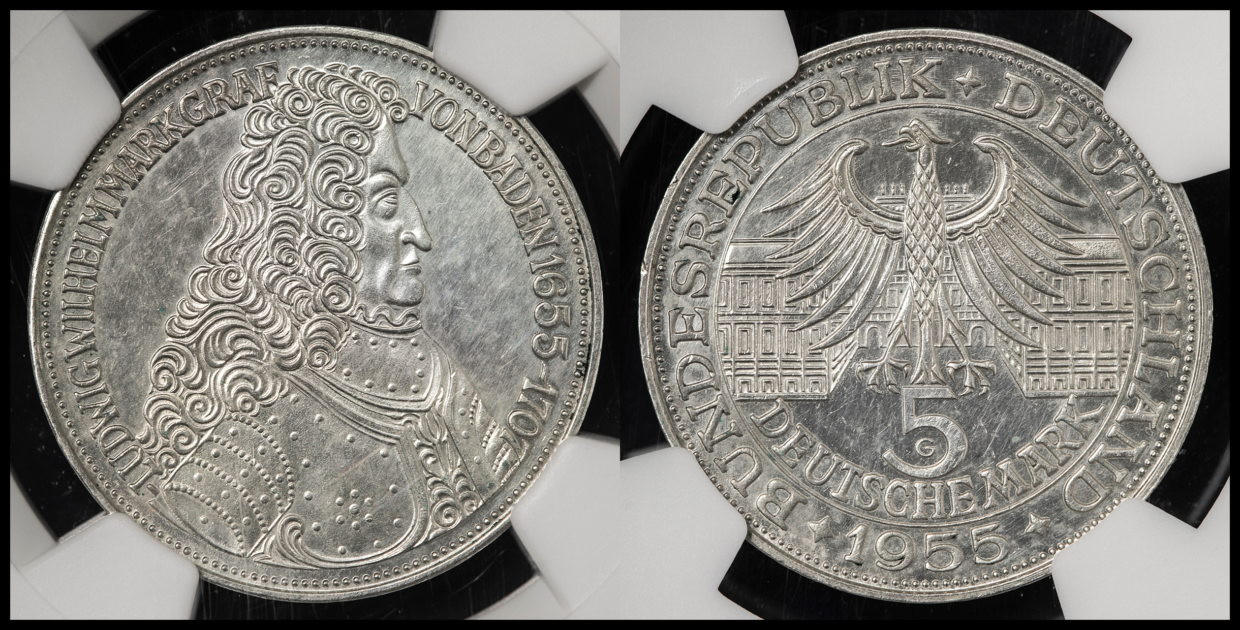 貨幣博物館 | GERMANY Federal Rep 西ドイツ 5Mark 1955G 洗浄 AU/UNC