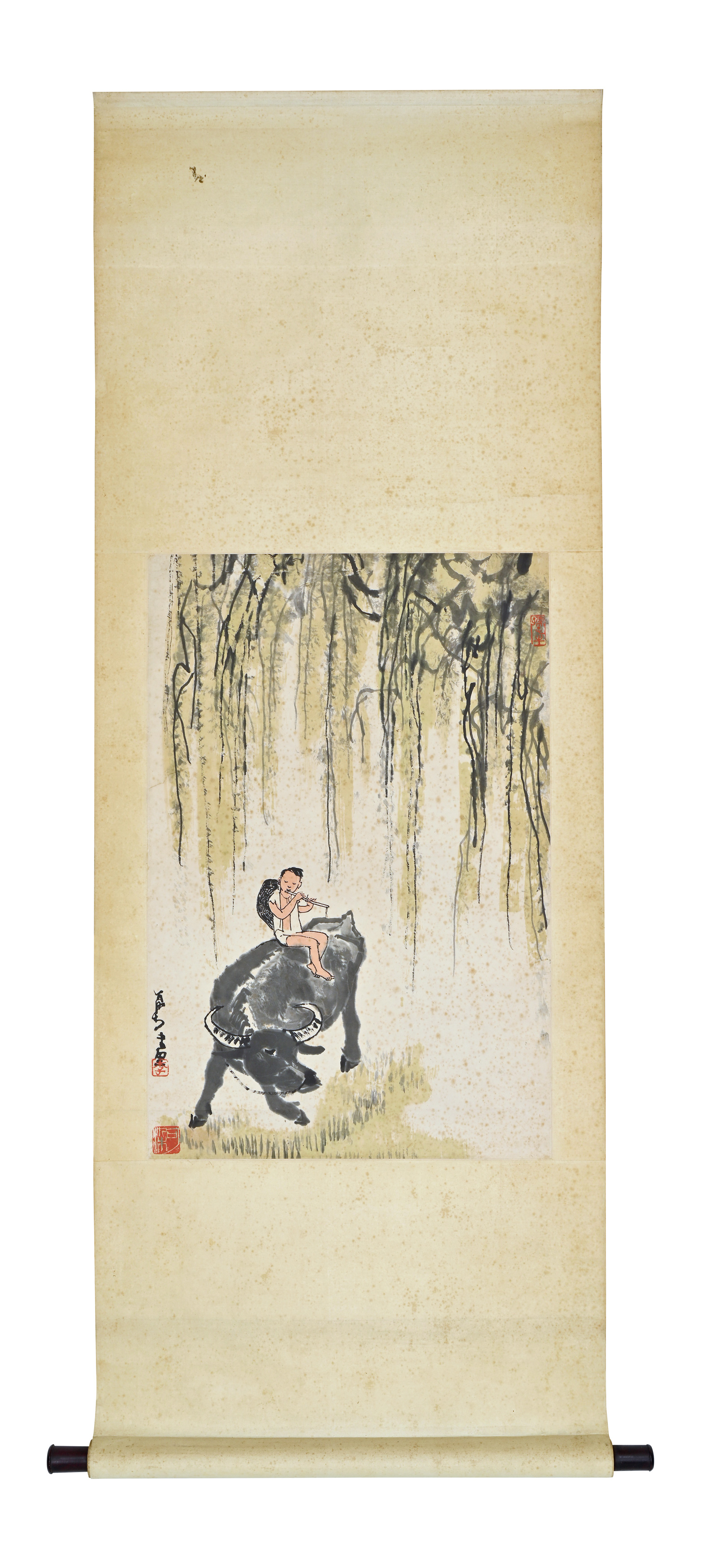 貨幣博物館| 柳蔭牧牛圖款識：可染畫。 鈐印：「李」、「可染