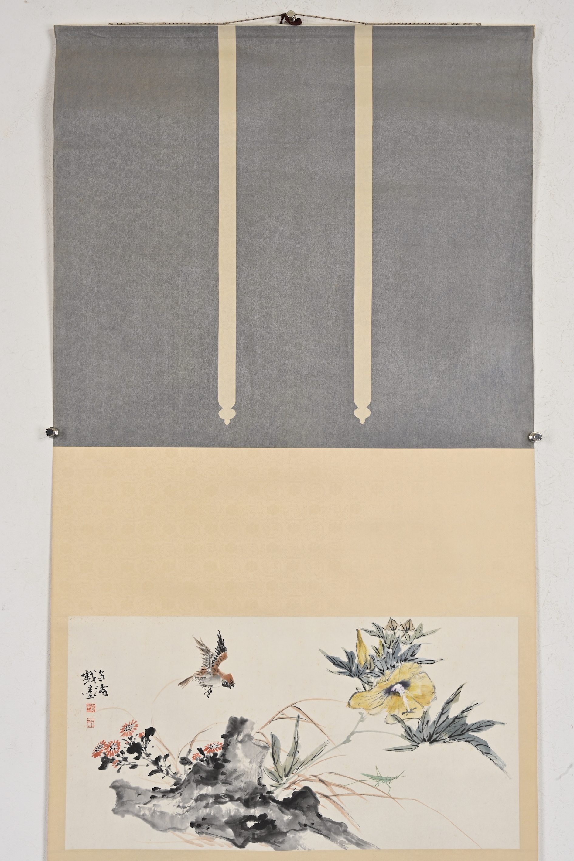 貨幣博物館| 花石小鳥款識：雪濤戲墨。 徐純原題簽：王雪濤花鳥真跡