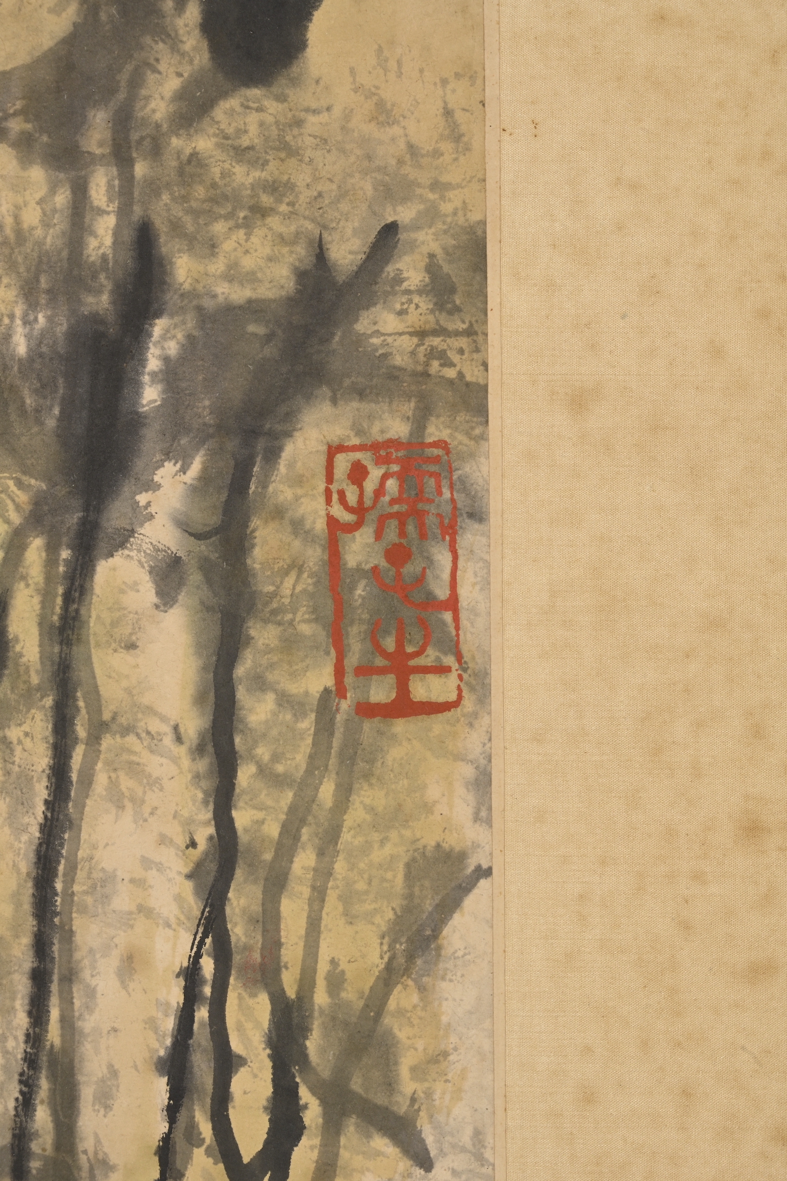 貨幣博物館| 柳蔭牧牛圖款識：可染畫。 鈐印：「李」、「可染