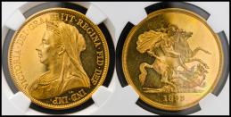GREAT BRITAIN Victoria ヴィクトリア（1837~1901） 5Pounds 1893    NGC-PF61 Cameo