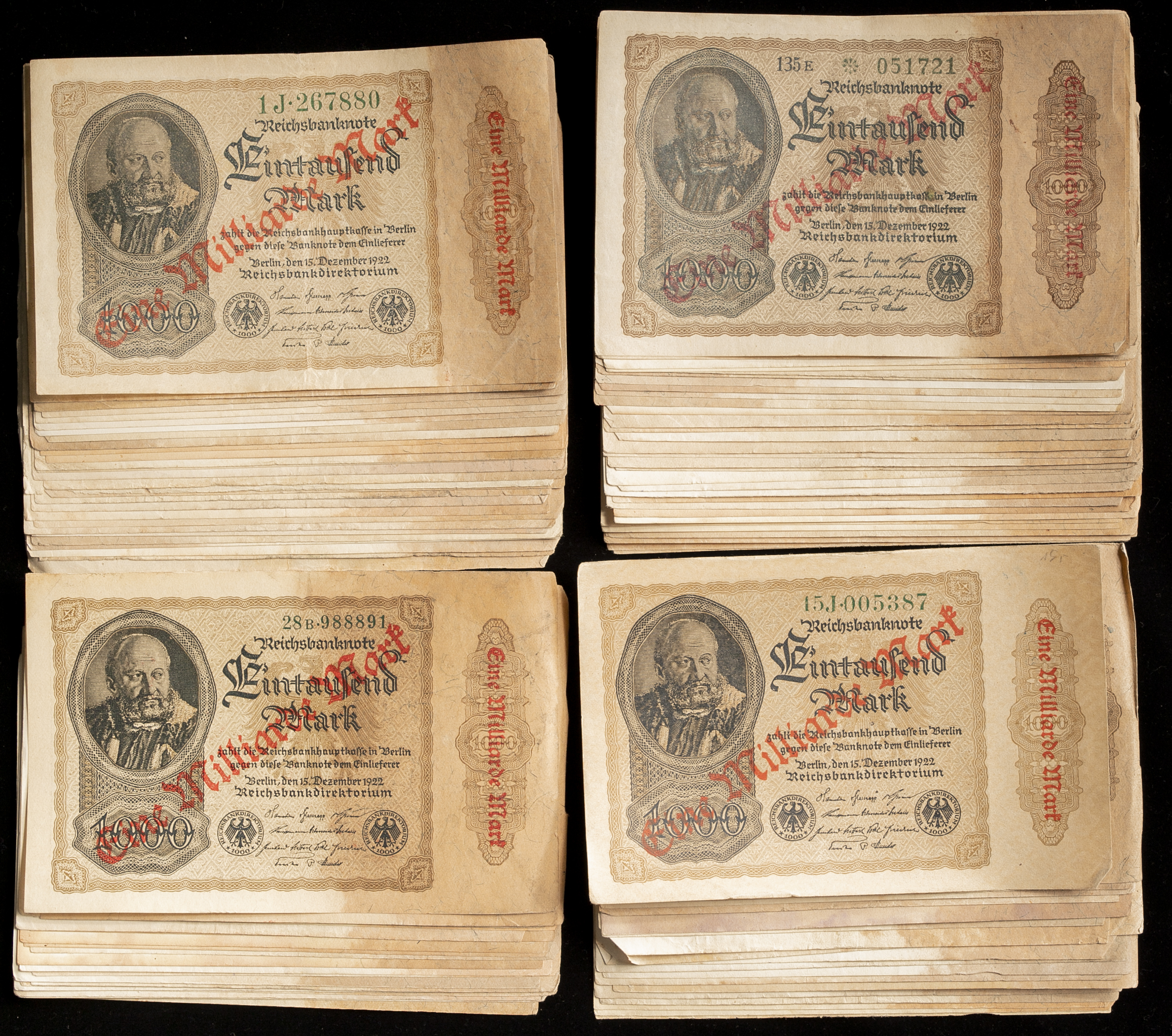 auction,紙幣 Banknotes 1000マルク約100枚